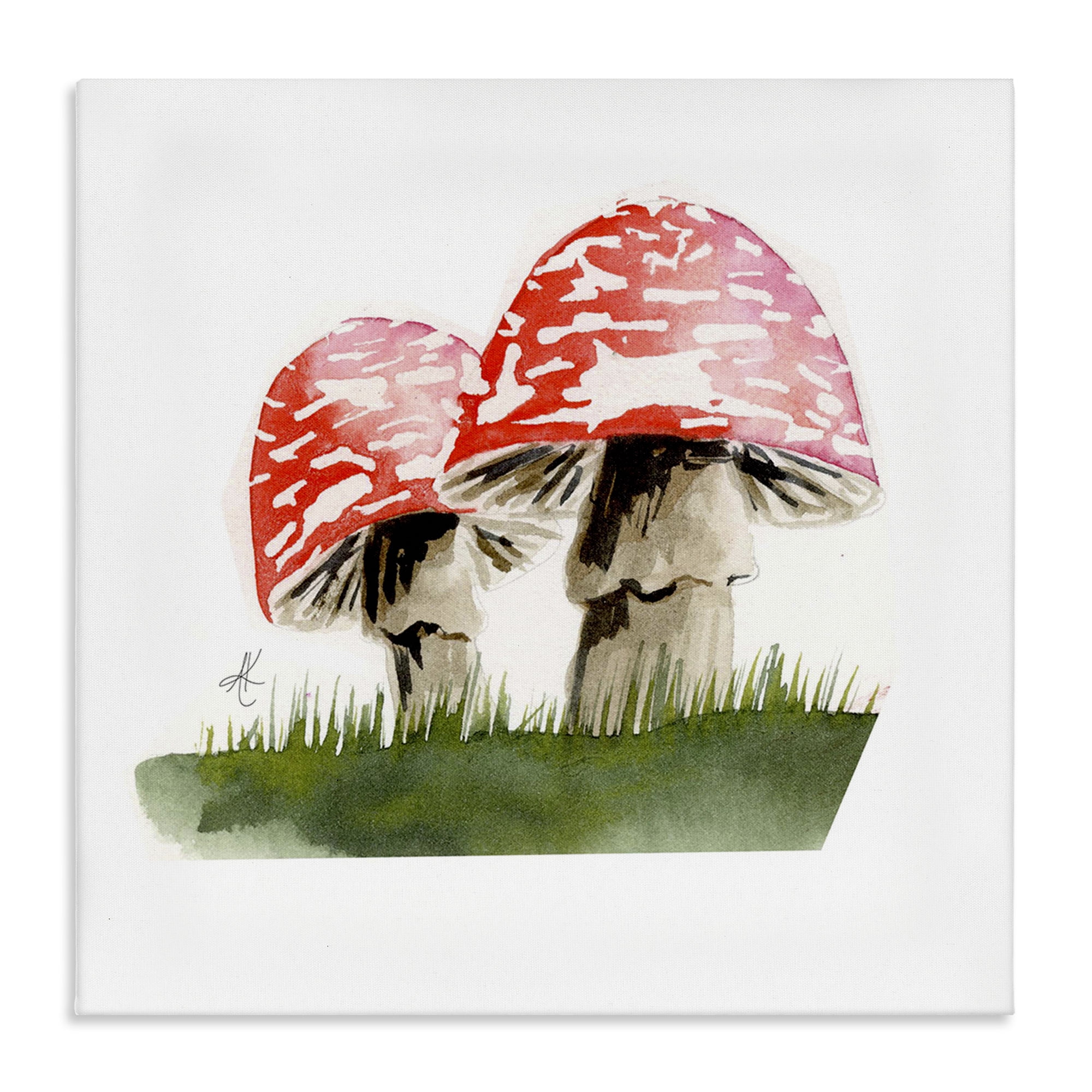 Stupell Industries Red Mushroom Pair Plants & Flowers Painting Wrapped Canvas Art Print Wall Art, 17 x 17