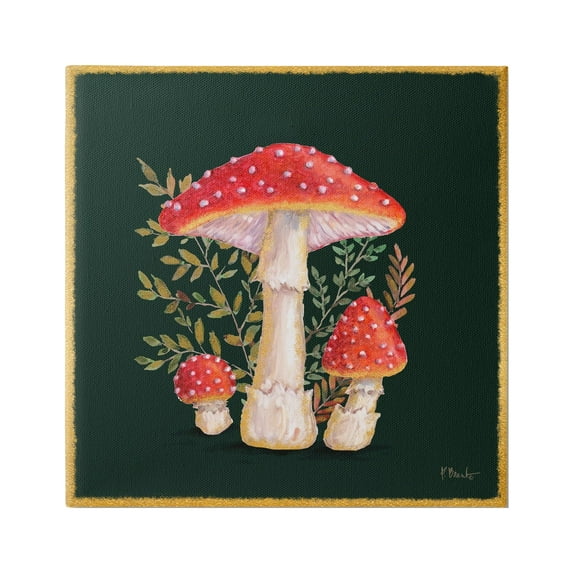 Stupell Industries Red Mushrooms & Ferns Botanical & Floral Painting Gallery Wrapped Canvas Print Wall Art, 30 x 30