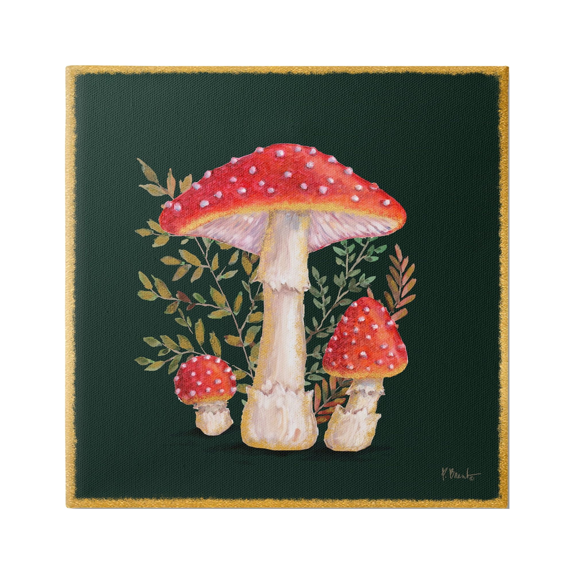 Stupell Industries Red Mushrooms & Ferns Botanical & Floral Painting Gallery Wrapped Canvas Print Wall Art, 36 x 36