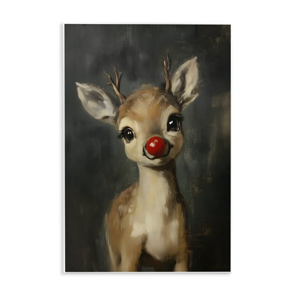 Stupell Industries - Red Nose Baby Reindeer Wall Plaque Art, 10 x 15, Made In USA