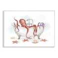 thumbnail image 1 of Stupell Industries Red Octopus Nautical Claw Bath Sea Shells, 13 x 19, Designed by Ziwei Li, 1 of 6