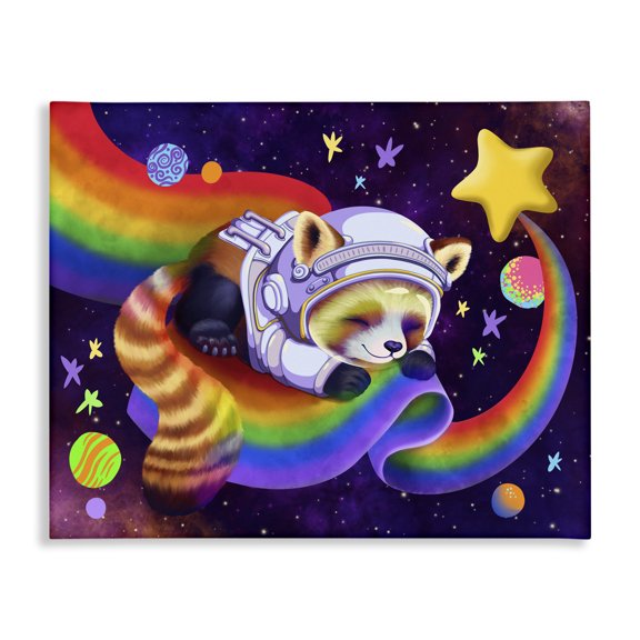 Stupell Industries Eclectic Red Panda Rainbow Canvas Art, 20 x 16, by Carla Morrow