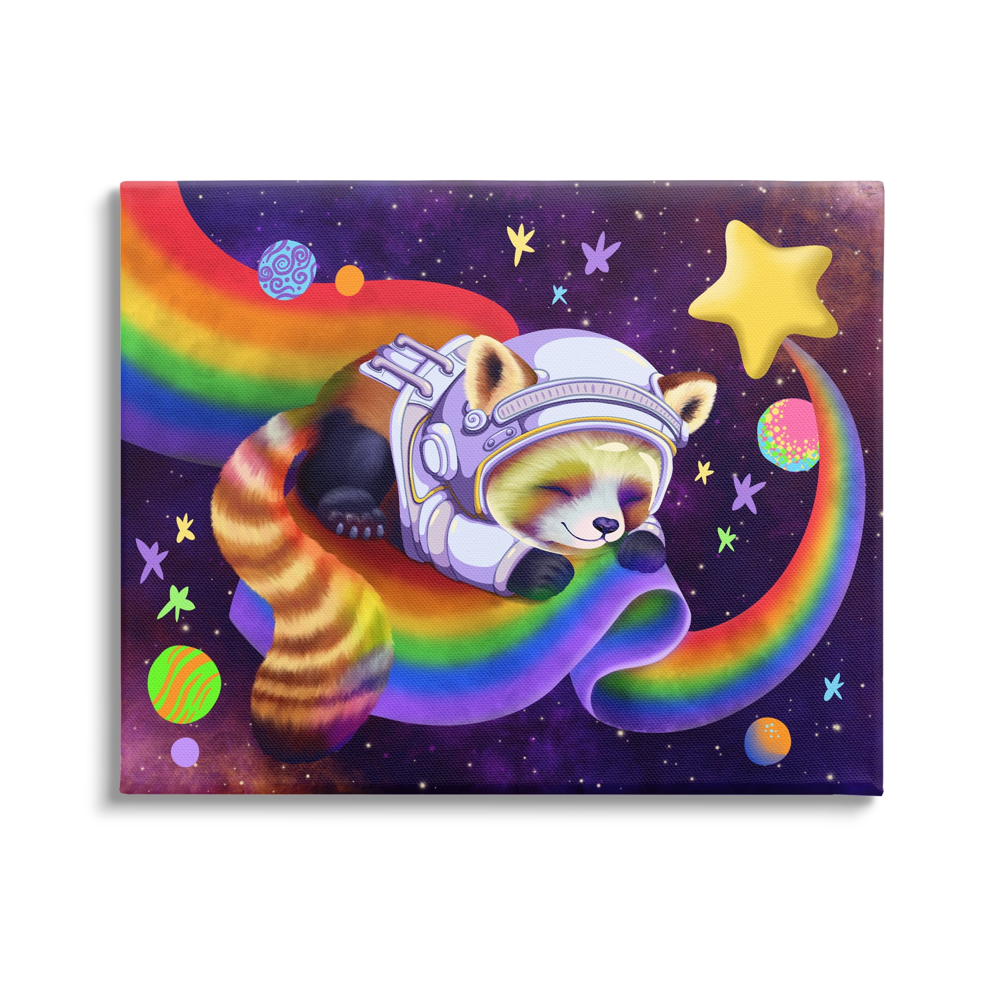 Stupell Industries Red Panda Rainbow Animals & Insects Painting Gallery Wrapped Canvas Art Print Wall Art, 40 x 30