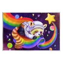 Stupell Industries Red Panda Rainbow Animals & Insects Painting Unframed Art Print Wall Art, 15 x 10