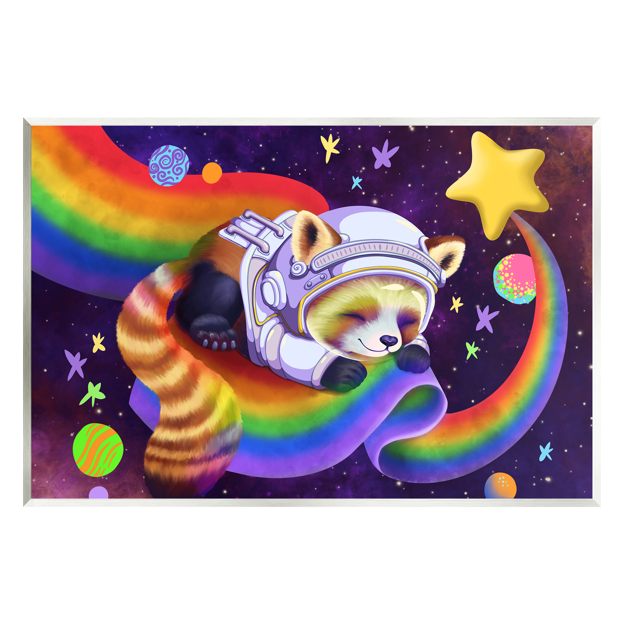 Stupell Industries Red Panda Rainbow Animals & Insects Painting Unframed Art Print Wall Art, 19 x 13