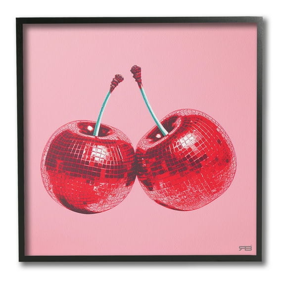 Stupell Industries Red Patterned Cherries Food & Beverage Painting Black Framed Art Print Wall Art, 12 x 12