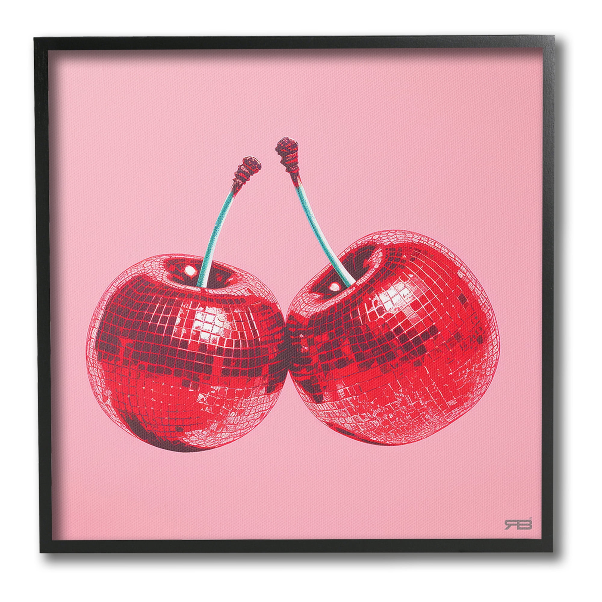 Stupell Industries Red Patterned Cherries Food & Beverage Painting Black Framed Art Print Wall Art, 24 x 24