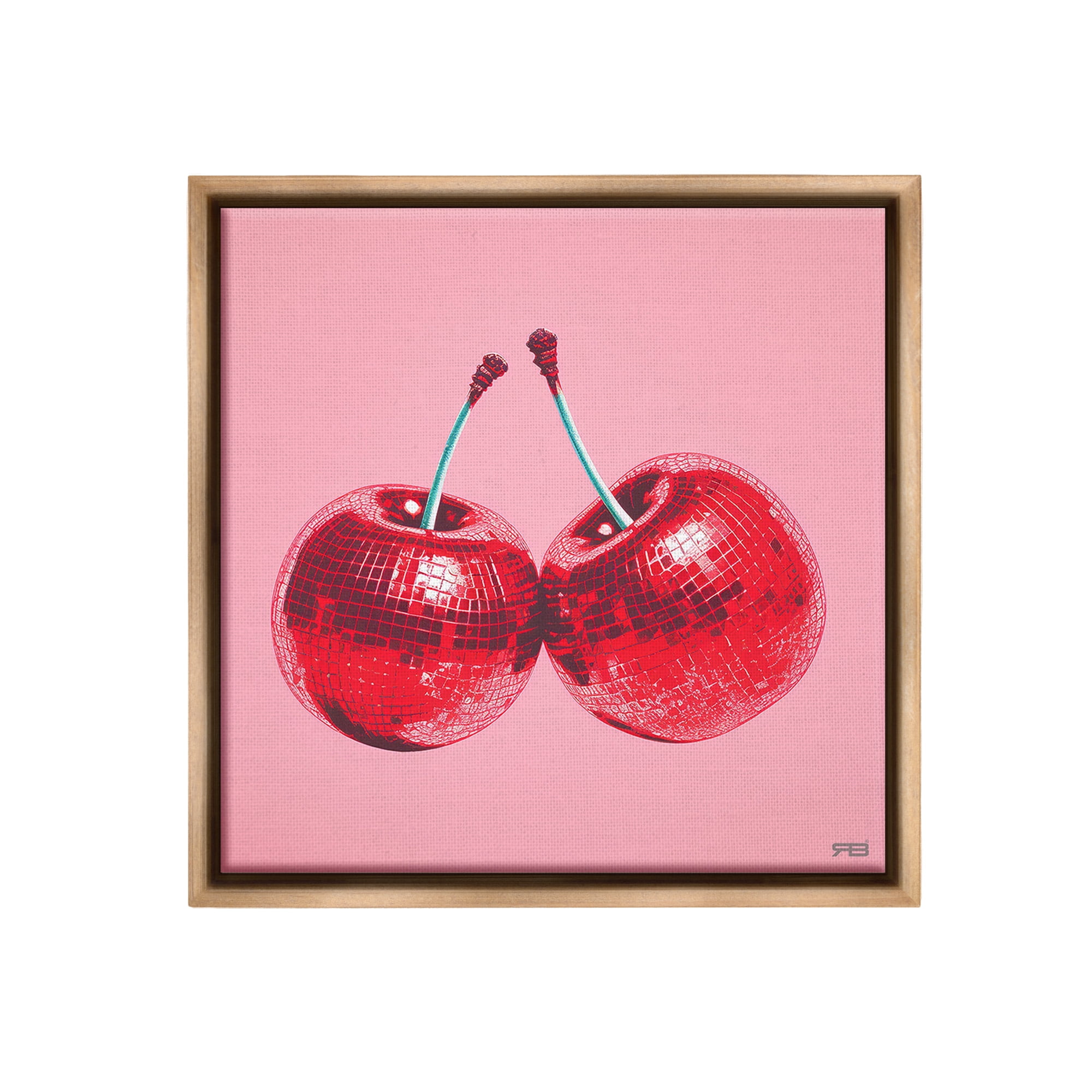 Stupell Industries Red Patterned Cherries Food & Beverage Painting Brown Floater Framed Canvas Art Print Wall Art, 18 x 18