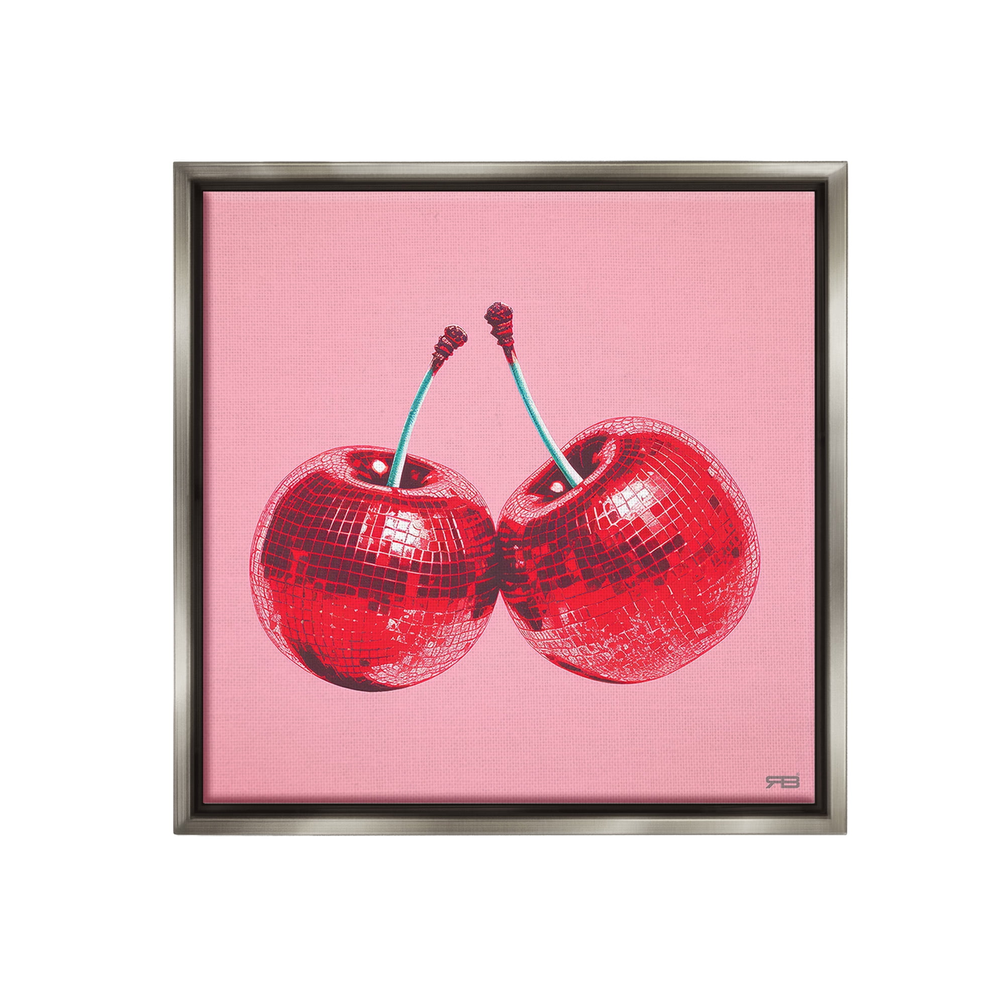Stupell Industries Red Patterned Cherries Food & Beverage Painting Gray Floater Framed Canvas Art Print Wall Art, 25 x 25