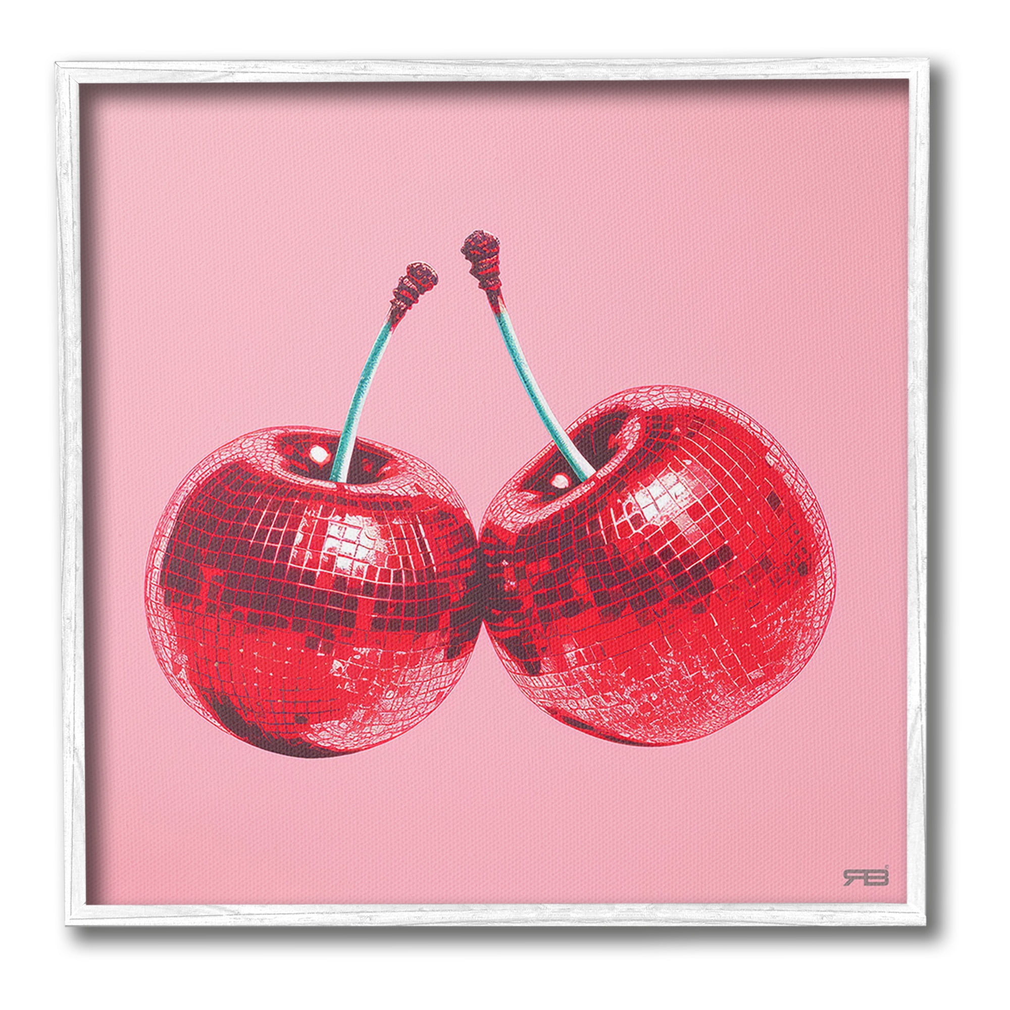 Stupell Industries Red Patterned Cherries Food & Beverage Painting White Framed Art Print Wall Art, 24 x 24