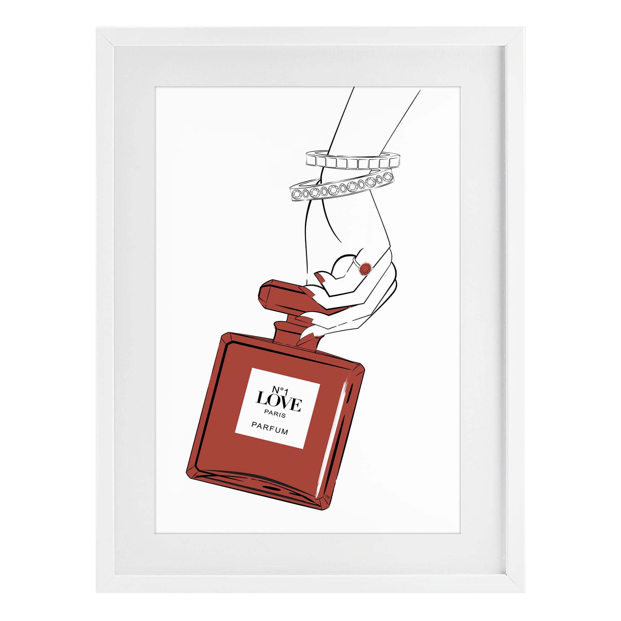 Stupell Industries Red Perfume In Hand White Framed Print Under Glass, design by Martina Pavlova