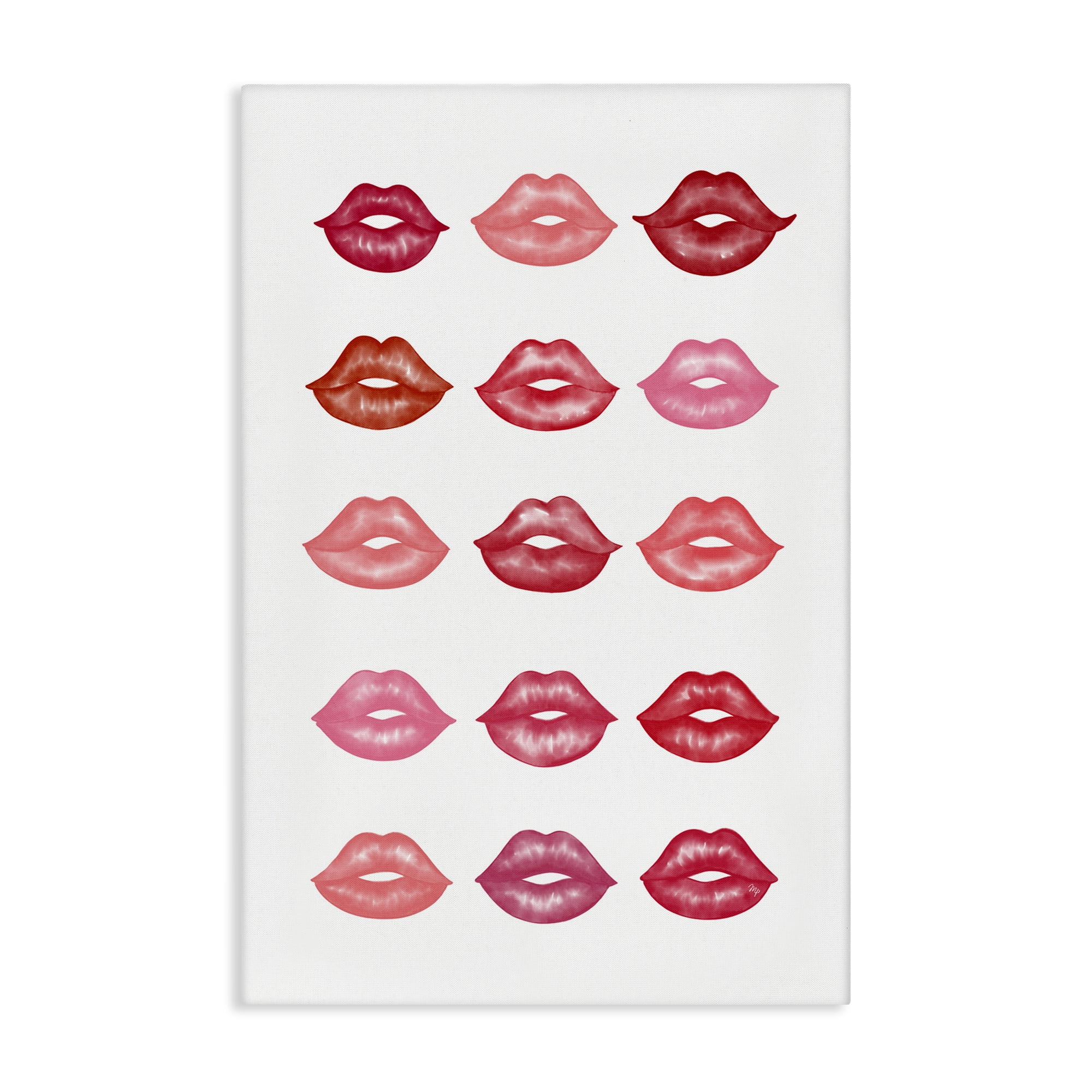 Stupell Industries Red & Pink Lips Beauty & Fashion Painting Gallery Wrapped Canvas Art Print Wall Art, 20 x 30