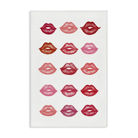 Stupell Industries Red & Pink Lips Beauty & Fashion Painting Gallery Wrapped Canvas Art Print Wall Art, 24 x 36