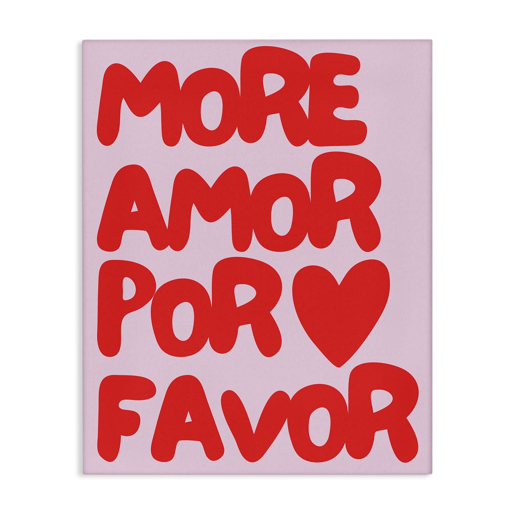 Stupell Industries Red & Pink More Amor Text & Numbers Painting Wrapped Canvas Art Print Wall Art, 24 x 30