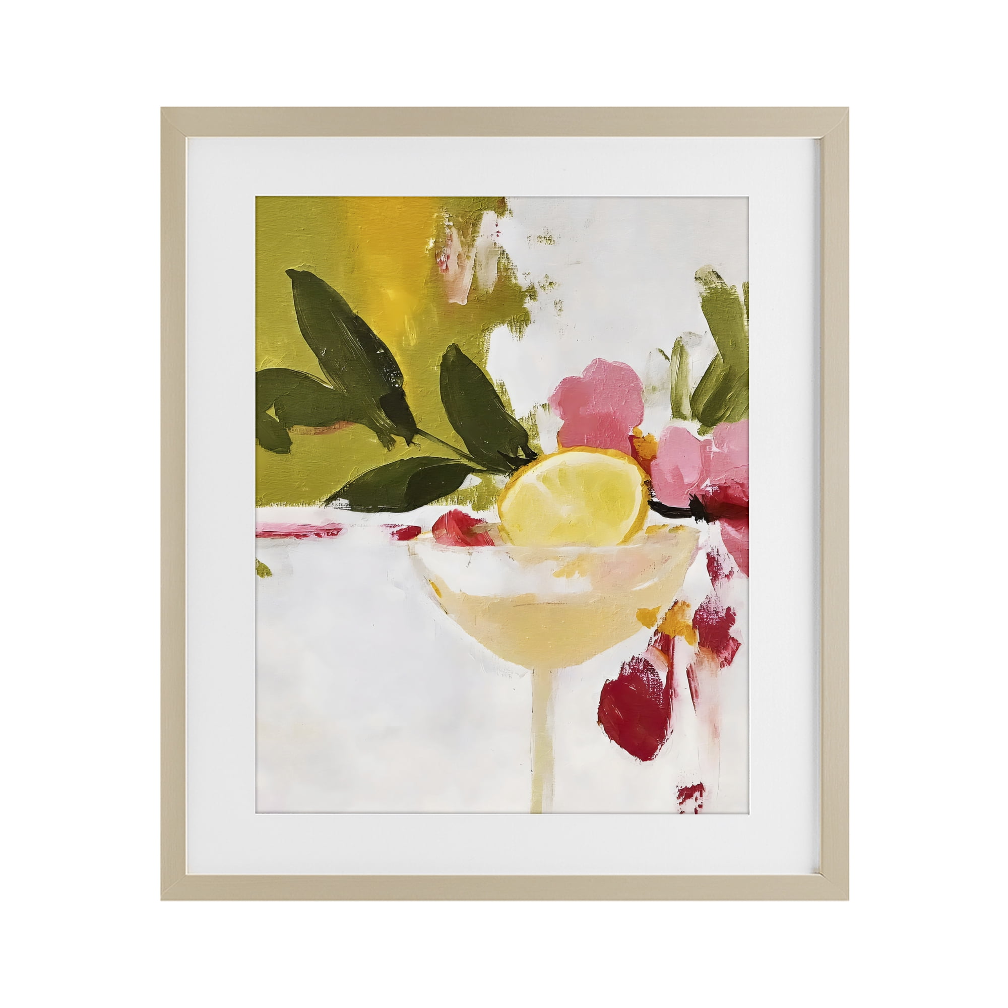 Stupell Industries Red & Pink with Lemons Birch Framed Print Under Glass, design by Riley B