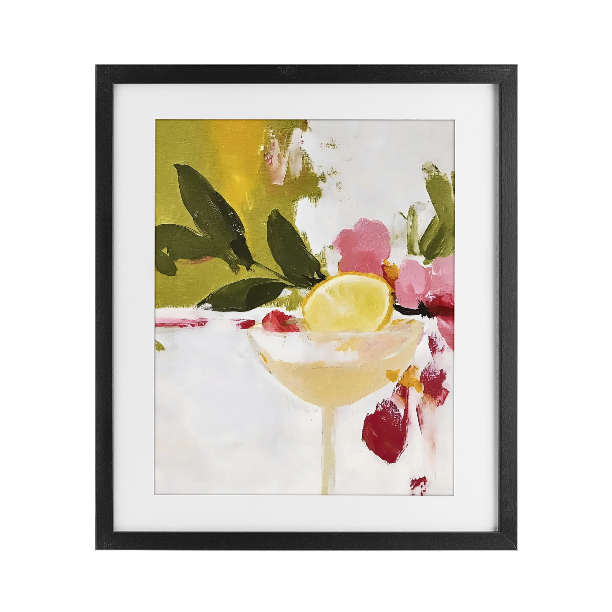 Stupell Industries Red & Pink with Lemons Black Framed Print Under Glass, design by Riley B