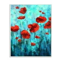Stupell Industries Red Poppies Growing in Blue Sky Floral Design Designed by Ziwei Li