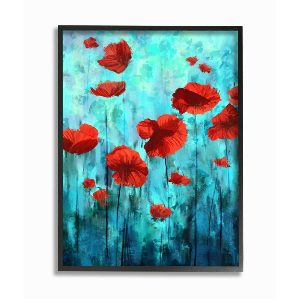 Stupell Industries Red Poppies Growing in Blue Sky Floral Design Designed by Ziwei Li