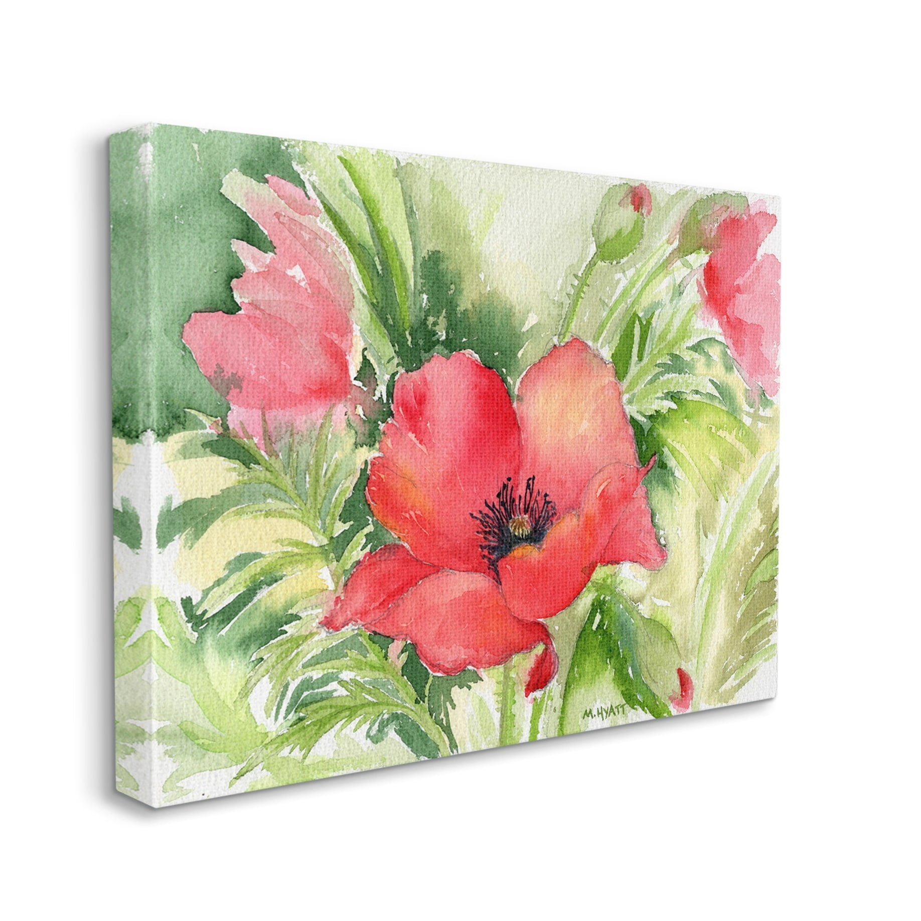 Stupell Industries Red Poppies Surrounded by Soft Greenery Canvas Wall Art, 16 x 20, Design by Melissa Hyatt LLC