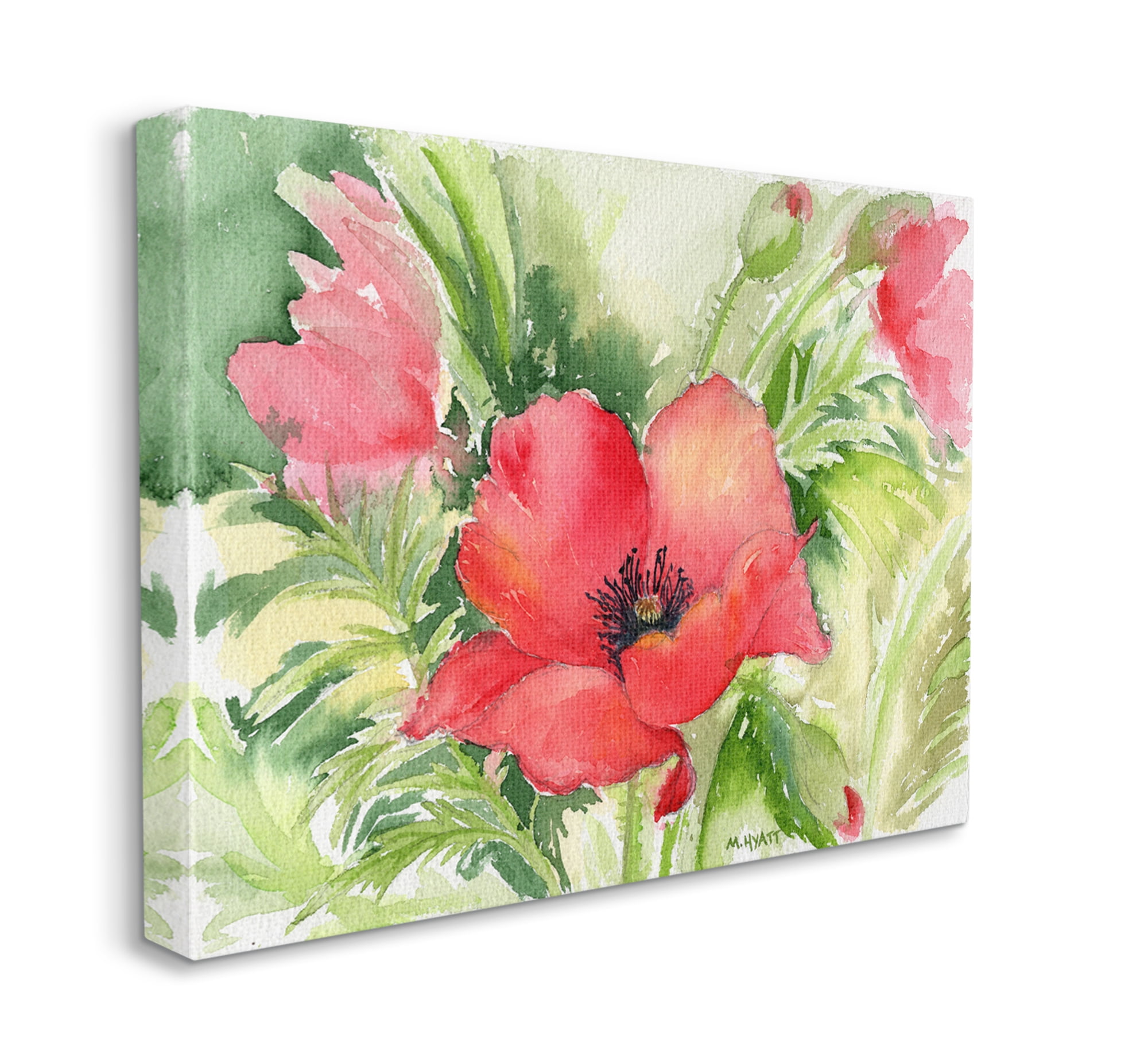 Stupell Industries Red Poppies Surrounded by Soft Greenery Canvas Wall Art, 30 x 40, Design by Melissa Hyatt LLC