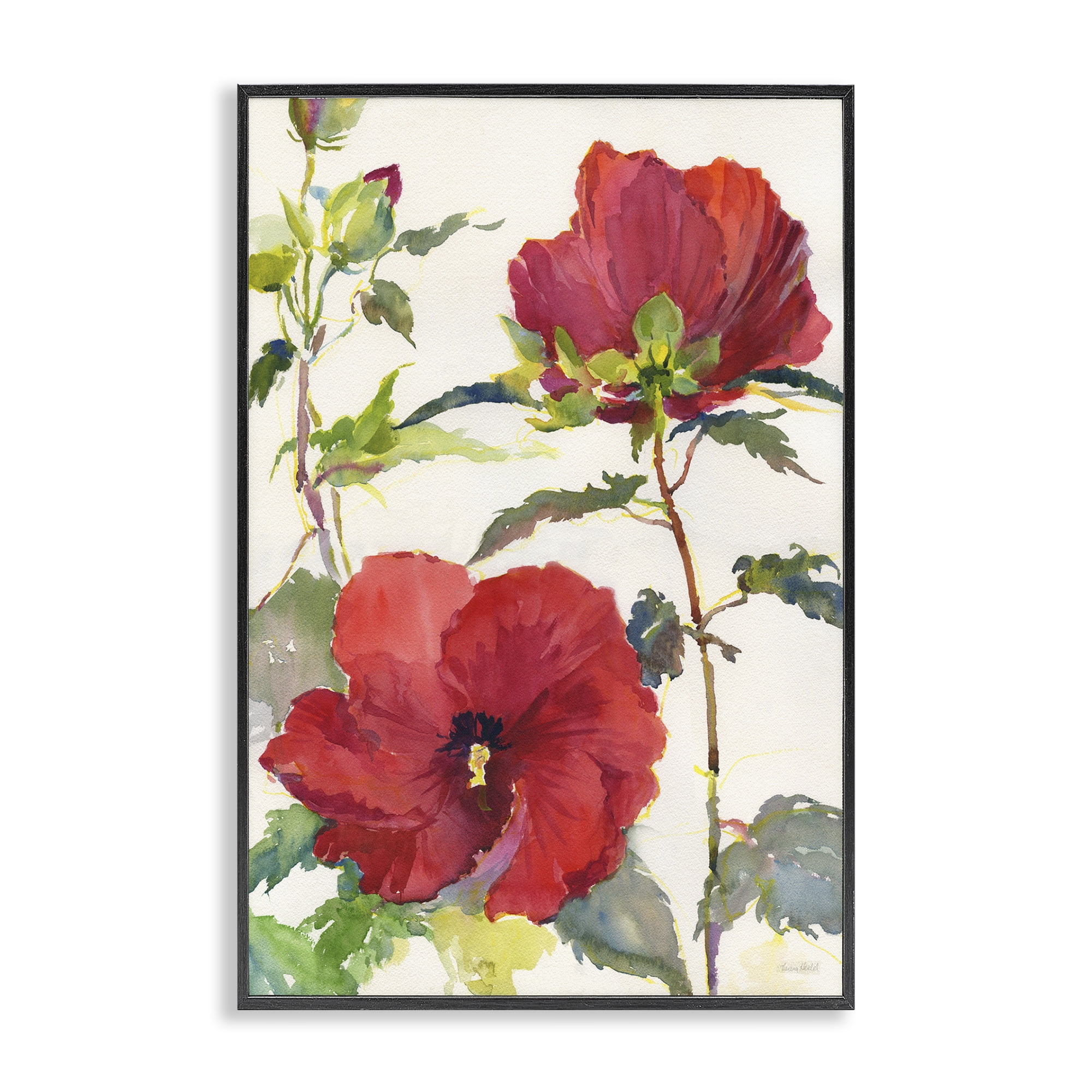 Stupell Industries Red Poppy Duo Botanical & Floral Painting Black Framed Art Print Wall Art, 16 x 24