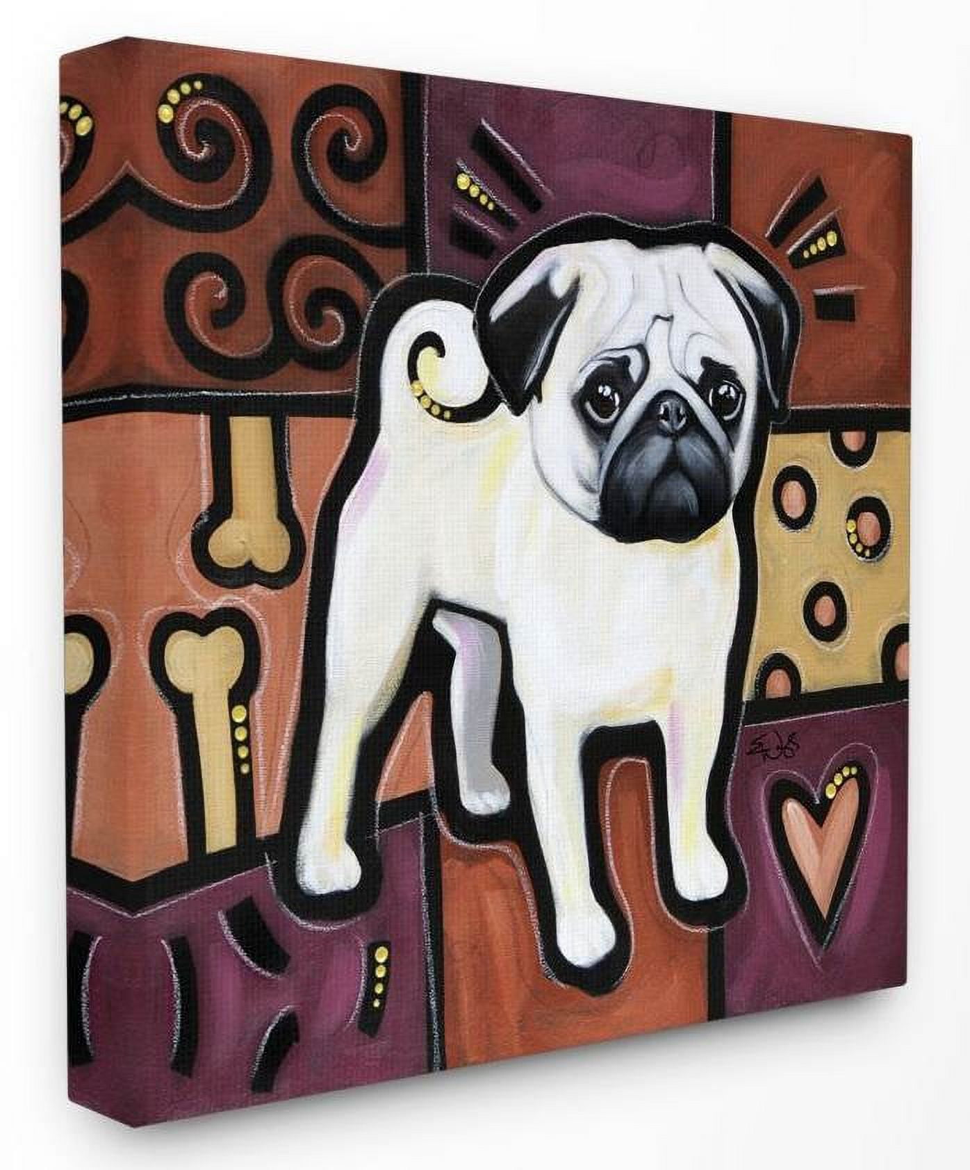 Stupell Industries Red Purple White Pug Dog Pet Painting Canvas Wall Art by Eric Waugh