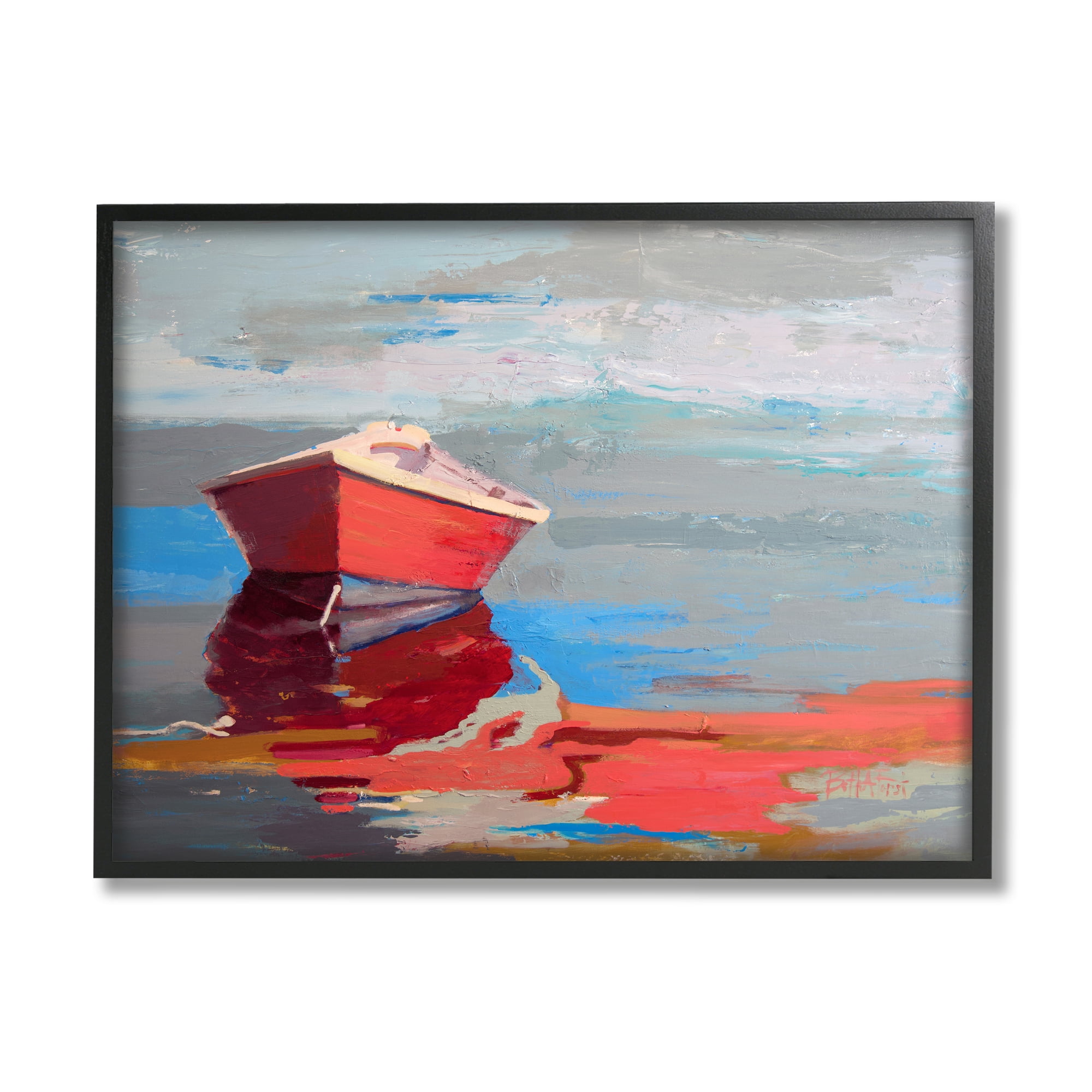 Stupell Industries Red Row Boat Reflection on Lake Water Abstract, 11 x 14, Design by Beth A. Forst