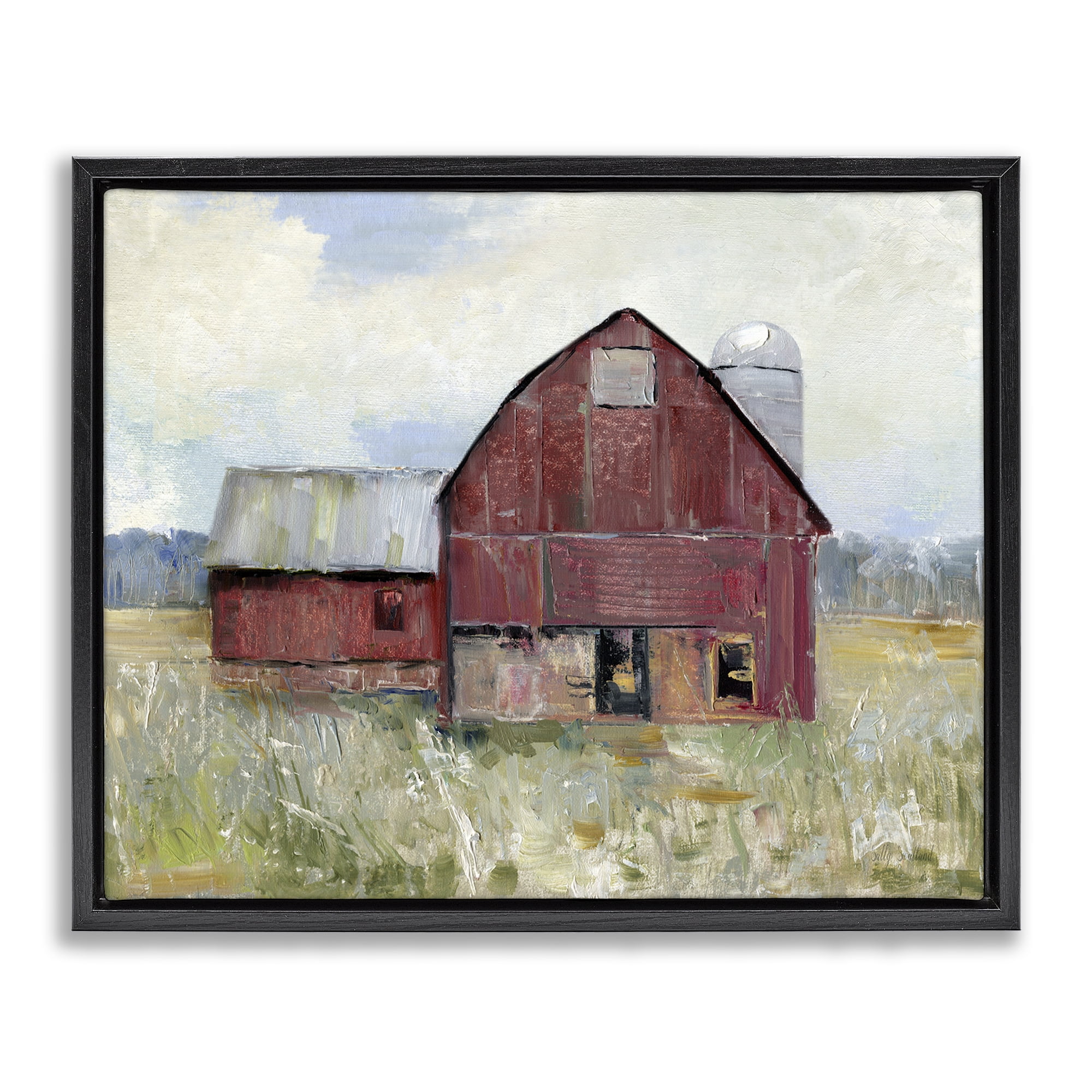 Stupell Industries Red Rugged Barn Black Framed Floater Canvas Wall Art, design by Sally Swatland