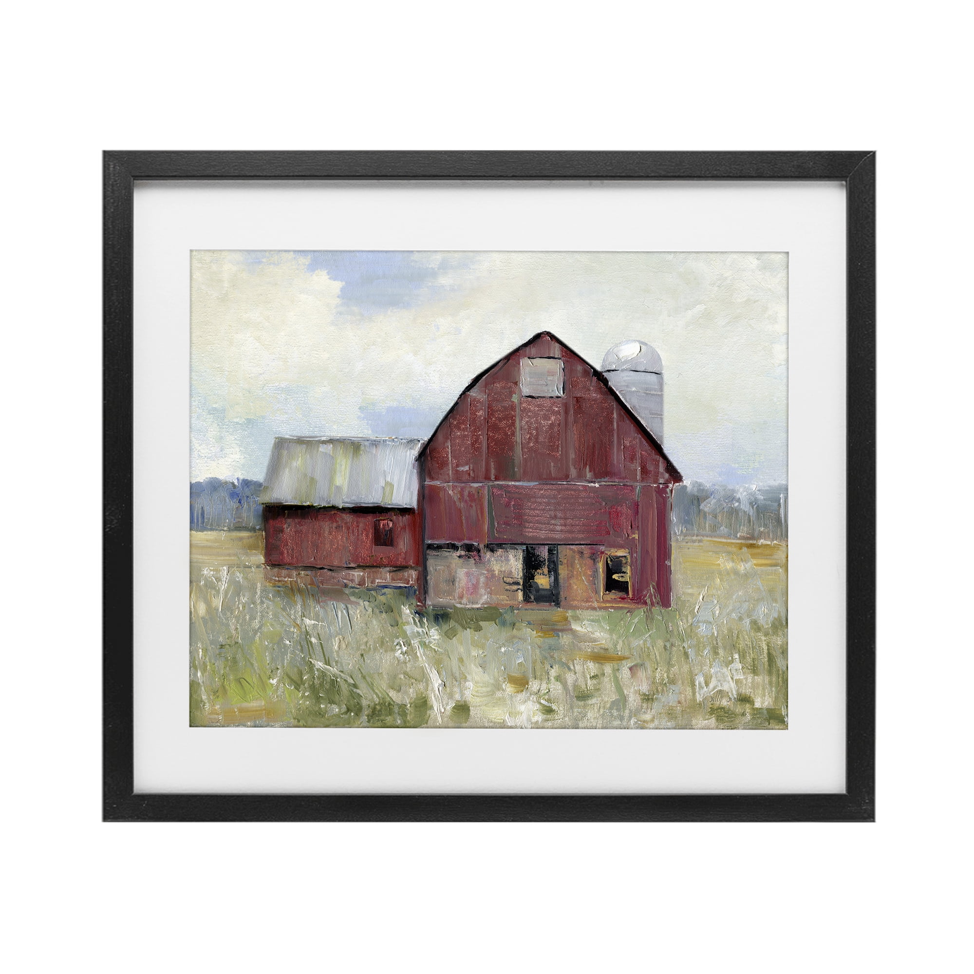 Stupell Industries Red Rugged Barn Black Framed Print Under Glass, design by Sally Swatland