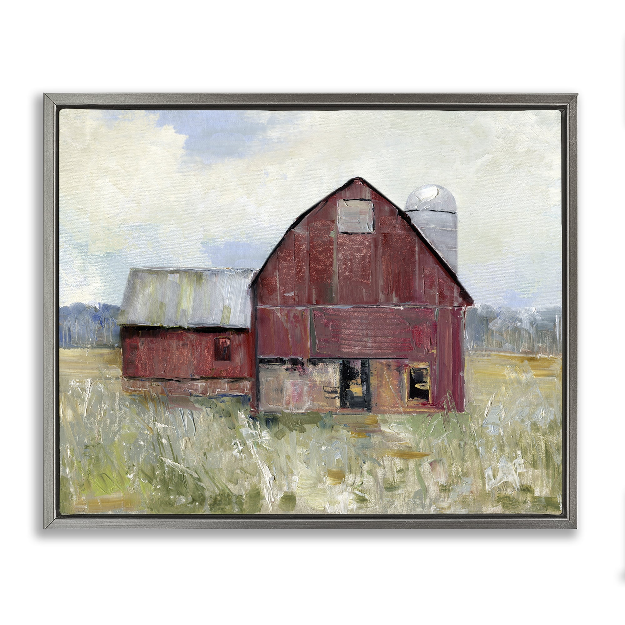 Stupell Industries Red Rugged Barn Gray Framed Floater Canvas Wall Art, design by Sally Swatland