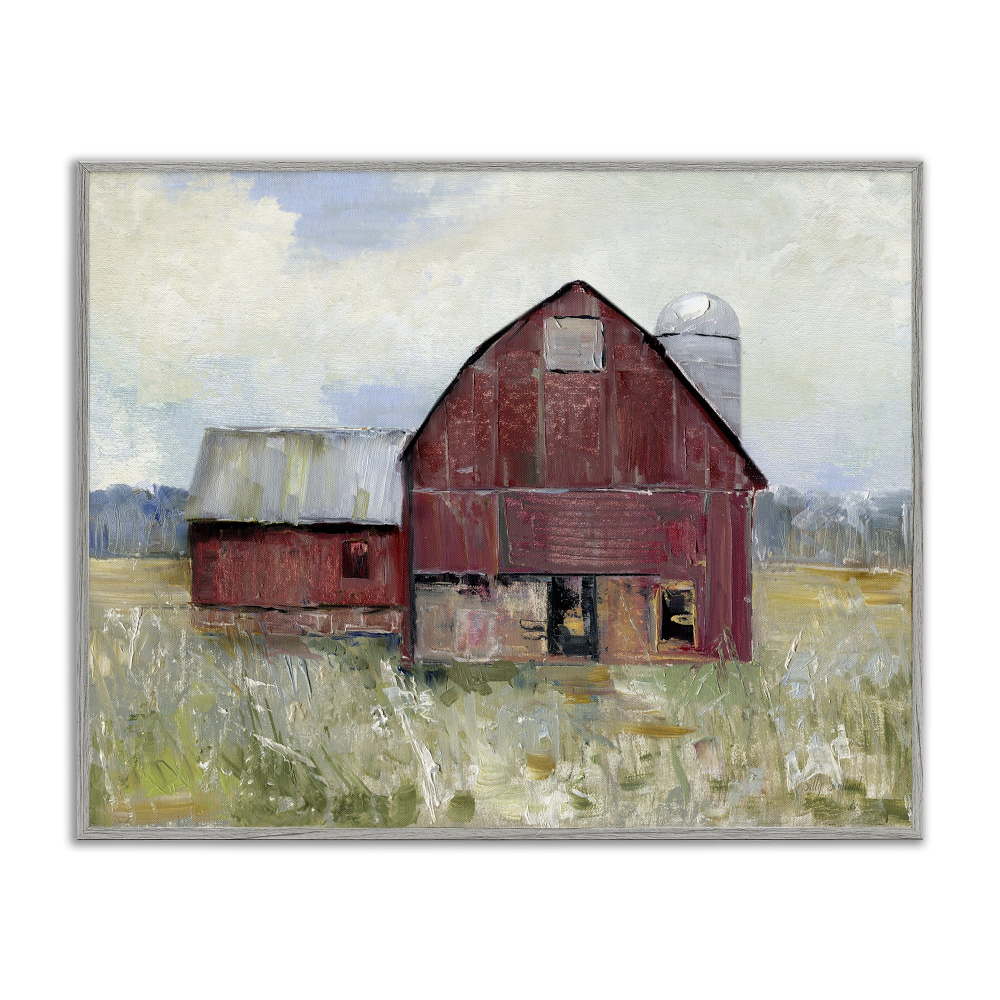 Stupell Industries Red Rugged Barn Gray Framed Giclee Art, design by Sally Swatland