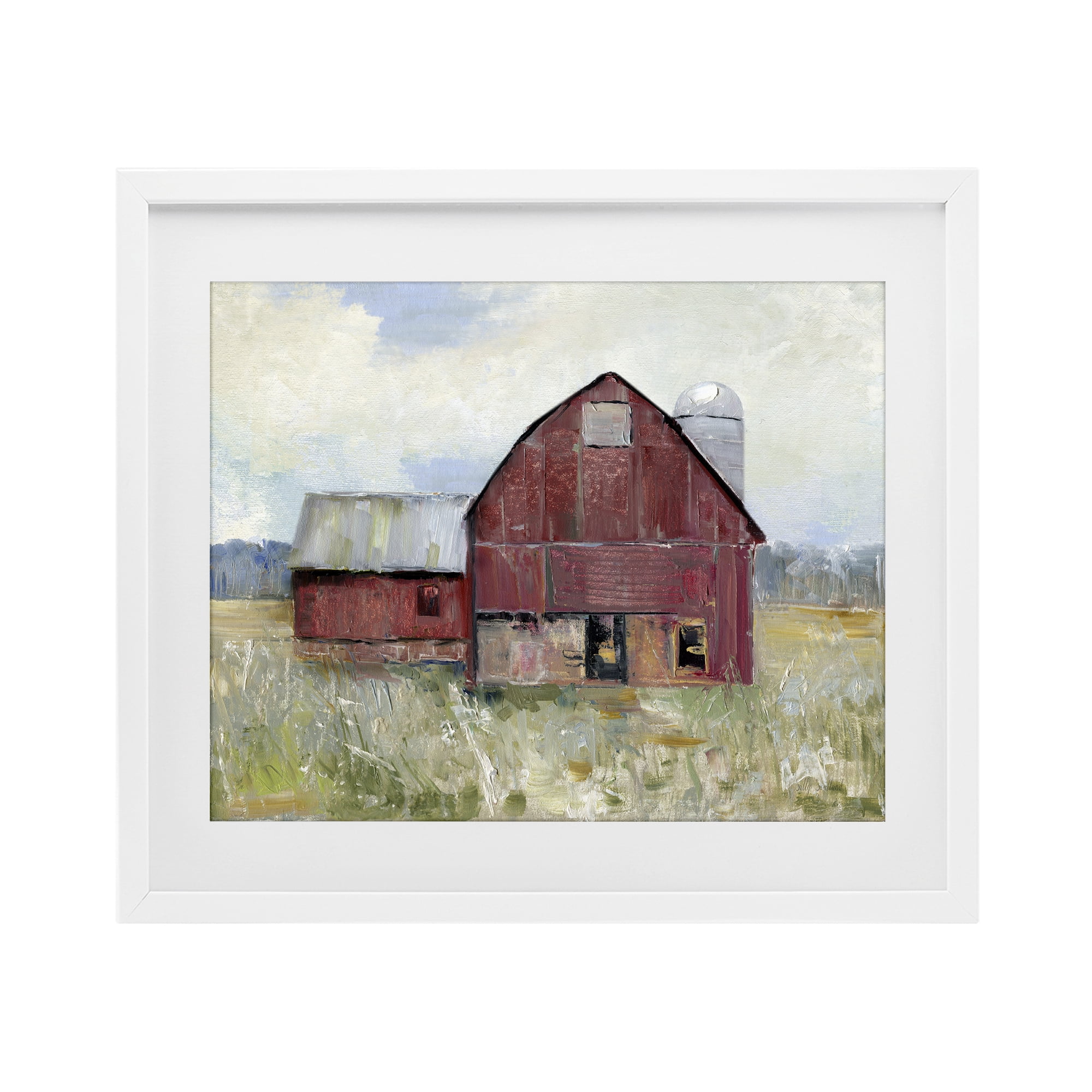 Stupell Industries Red Rugged Barn White Framed Print Under Glass, design by Sally Swatland