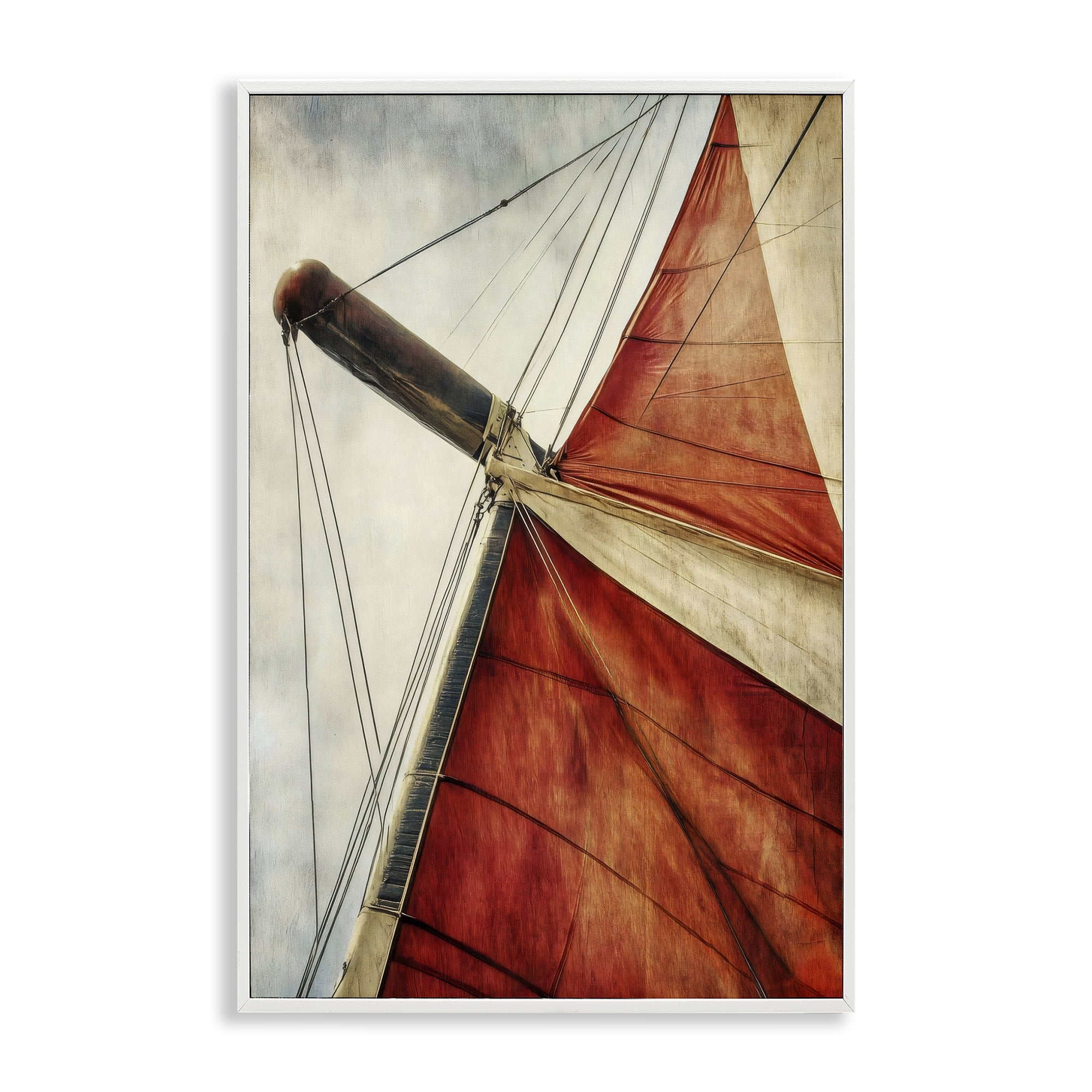 Stupell Industries Red Sail at Sea White Framed Giclee Art, design by Creative Studio