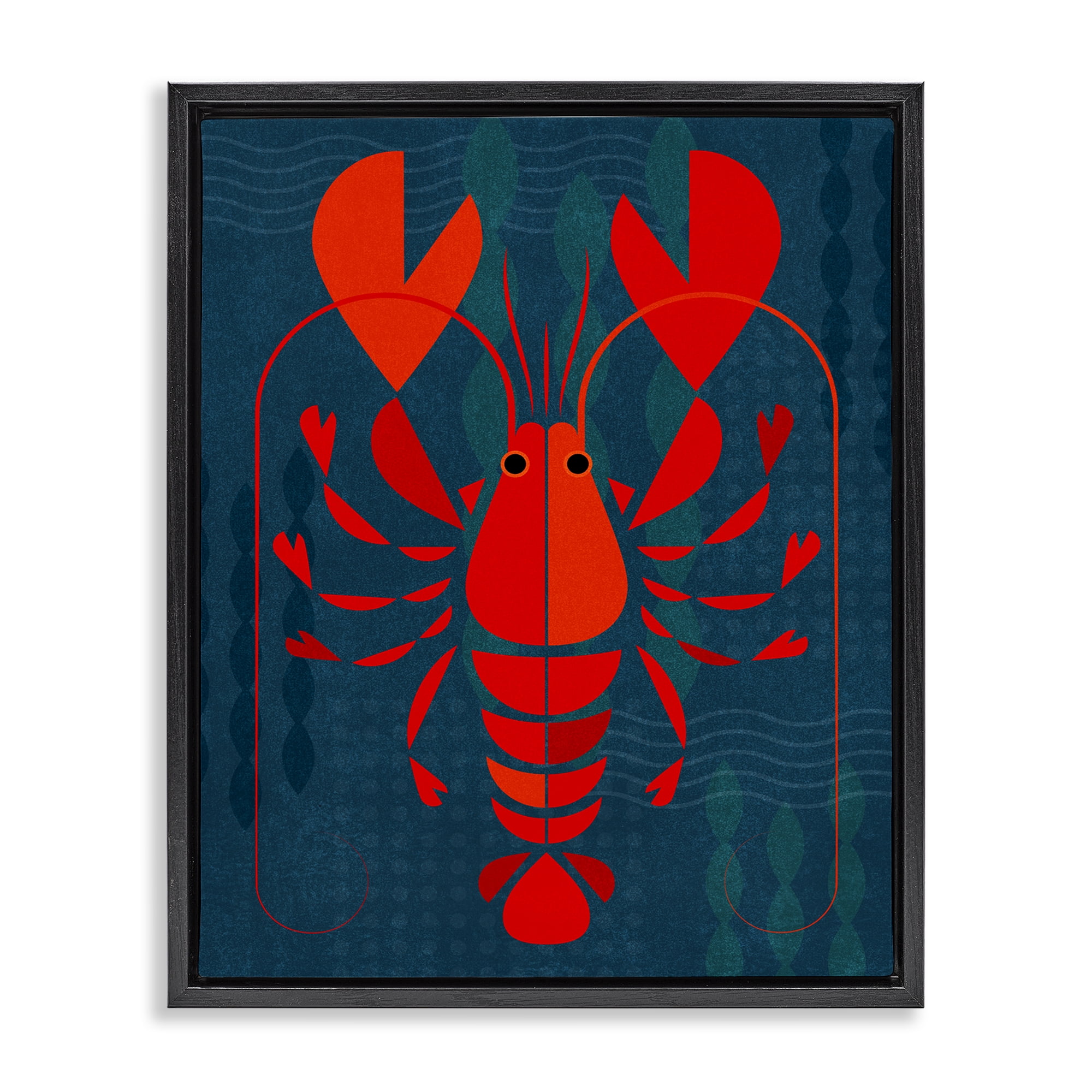 Stupell Industries Red Segmented Lobster Animals Painting Black Floater Framed Canvas Art Print Wall Art, 25 x 31