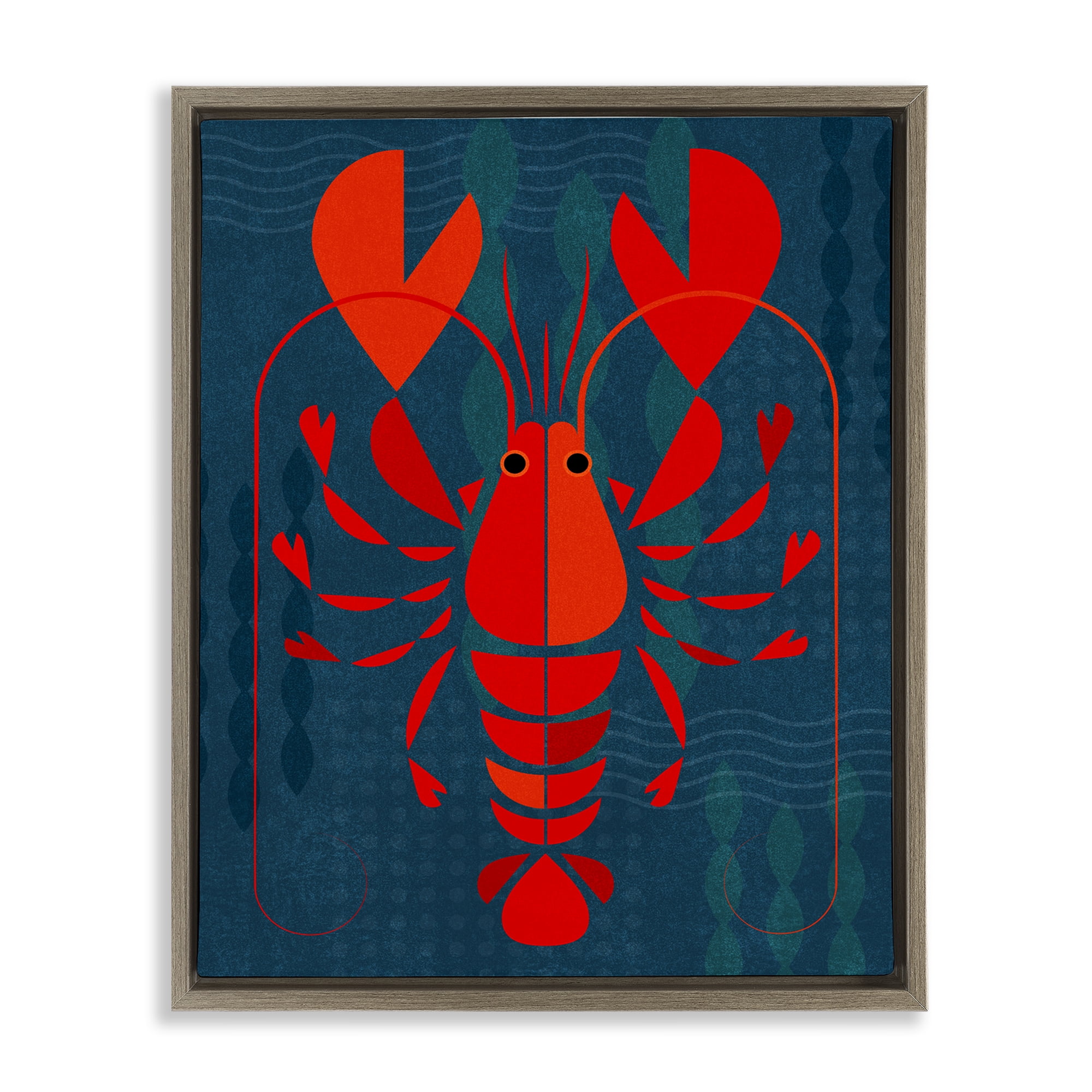 Stupell Industries Red Segmented Lobster Animals Painting Brown Floater Framed Canvas Art Print Wall Art, 25 x 31