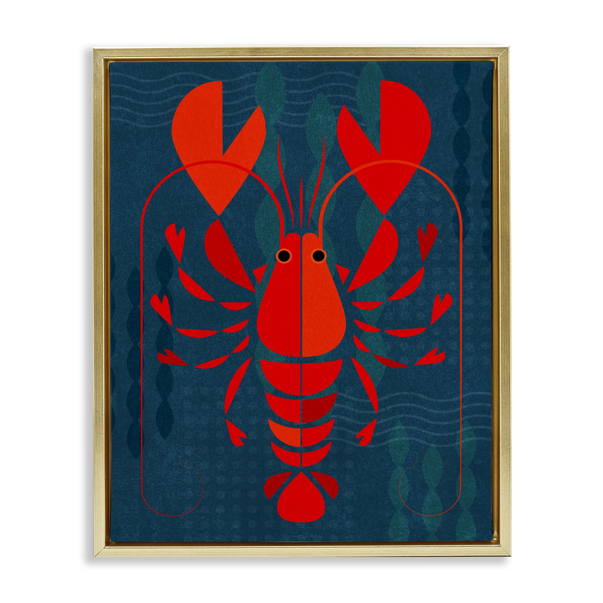 Stupell Industries Red Segmented Lobster Animals Painting Gold Floater Framed Canvas Art Print Wall Art, 17 x 21