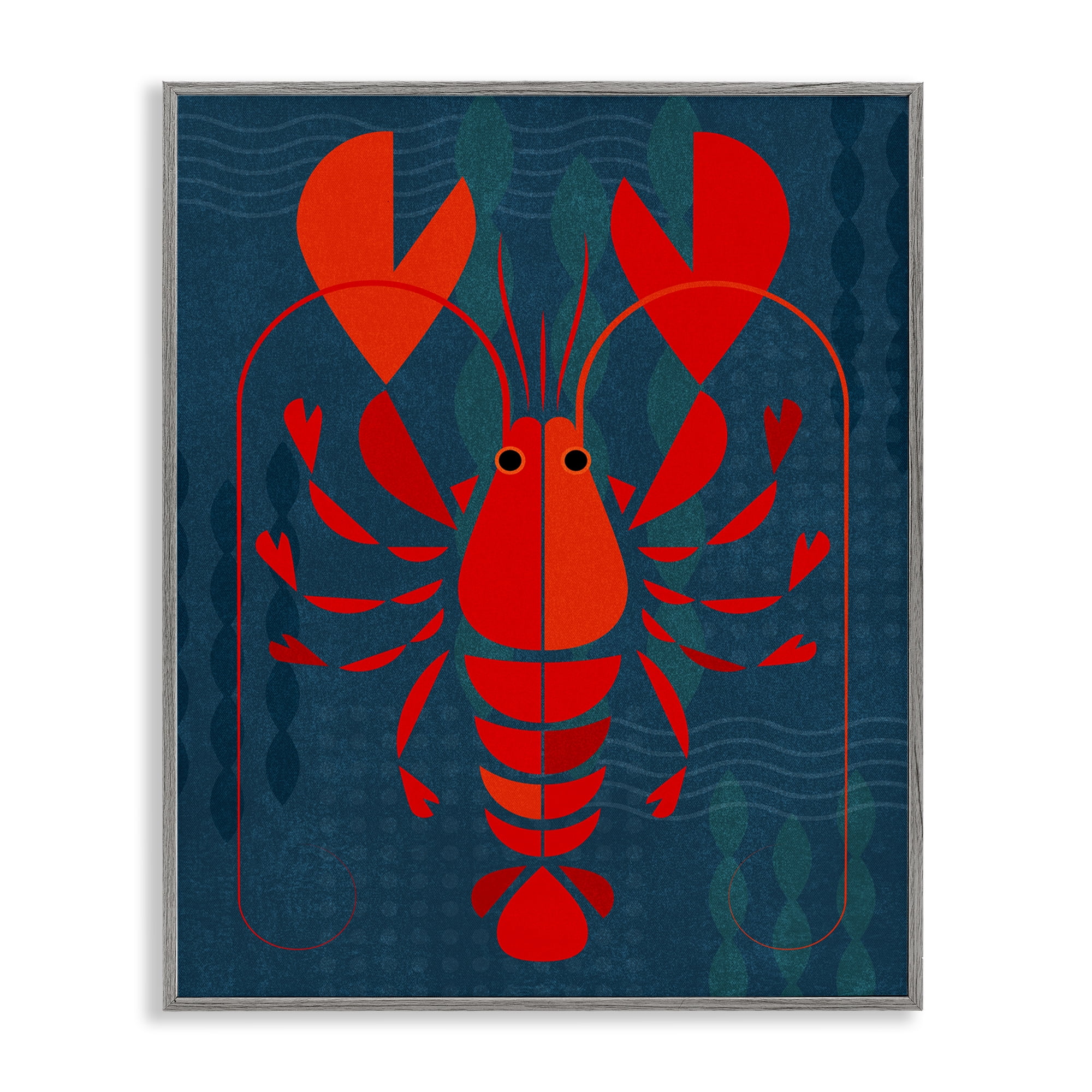 Stupell Industries Red Segmented Lobster Animals Painting Gray Framed Art Print Wall Art, 11 x 14