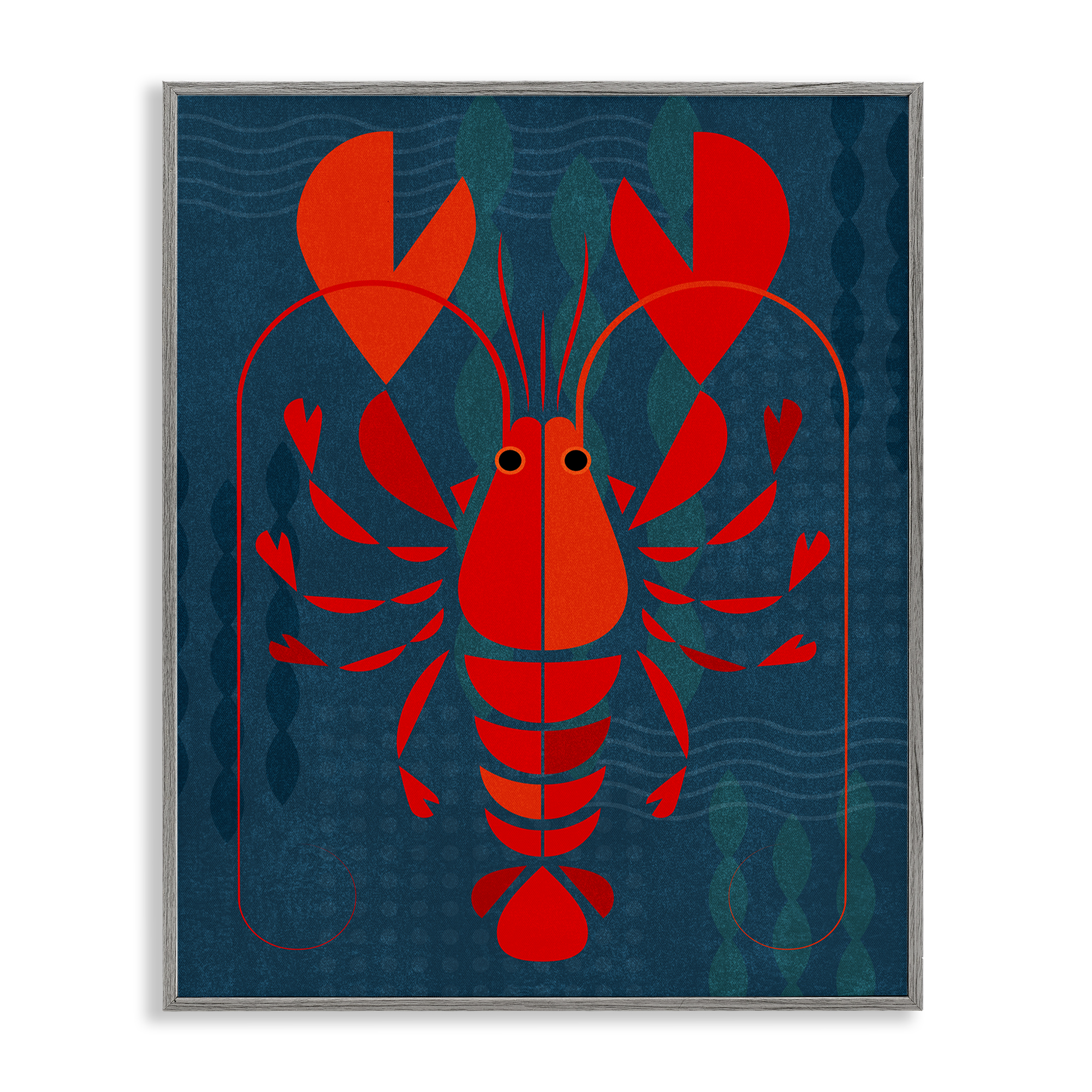 Stupell Industries Red Segmented Lobster Animals Painting Gray Framed Art Print Wall Art, 24 x 30
