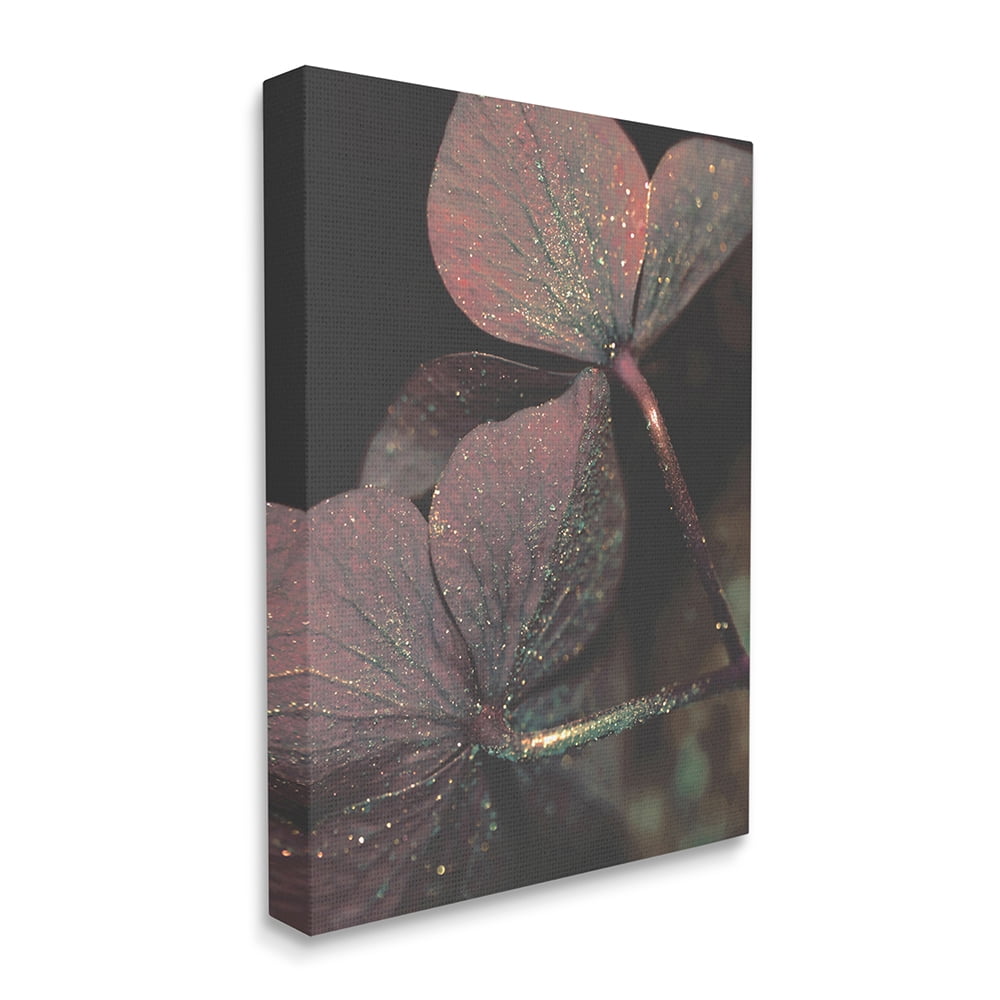 Stupell Industries Red Sparkle Petals Warm Tone Clover Detail Canvas Wall Art by Daphne Polselli