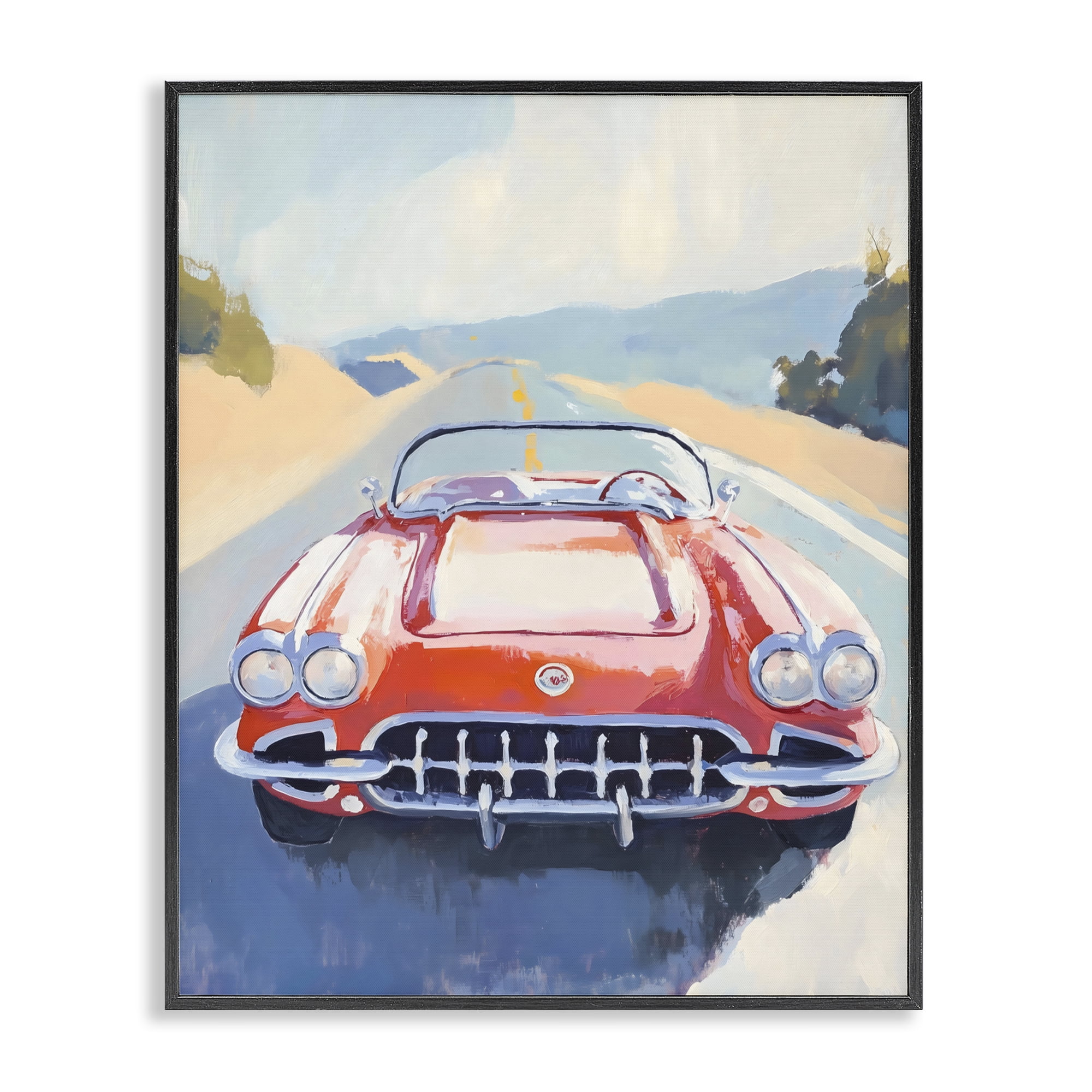 Stupell Industries Red Sports Car on Journey Black Framed Giclee Art, design by The Prints Vibe