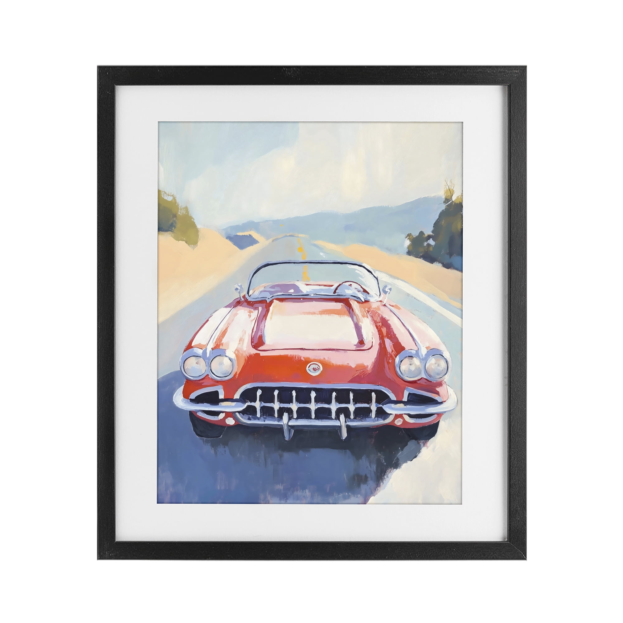 Stupell Industries Red Sports Car on Journey Black Framed Print Under Glass, design by The Prints Vibe