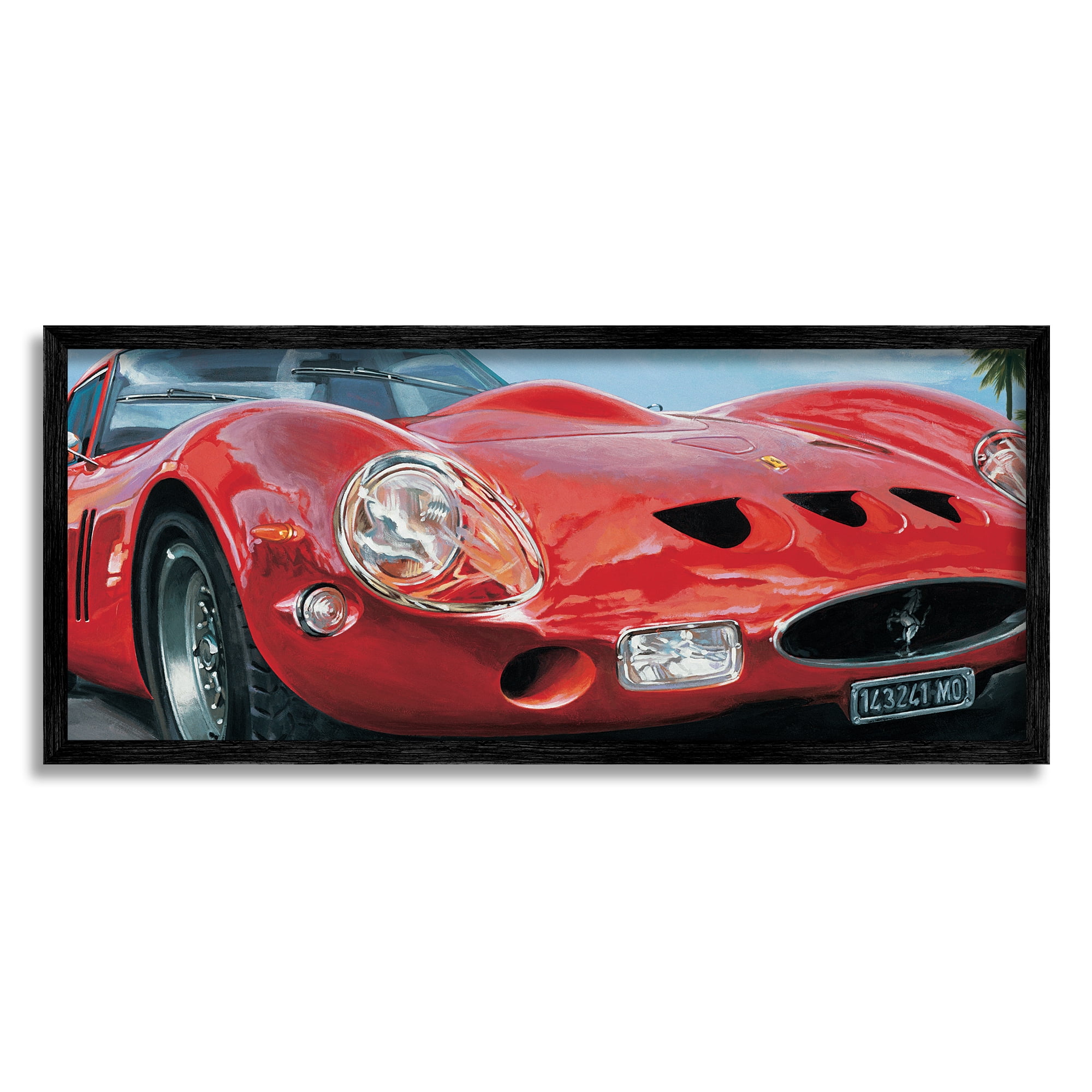 Stupell Industries Red Sports Car on Road Transportation Painting Black Framed Art Print Wall Art, 30 x 13