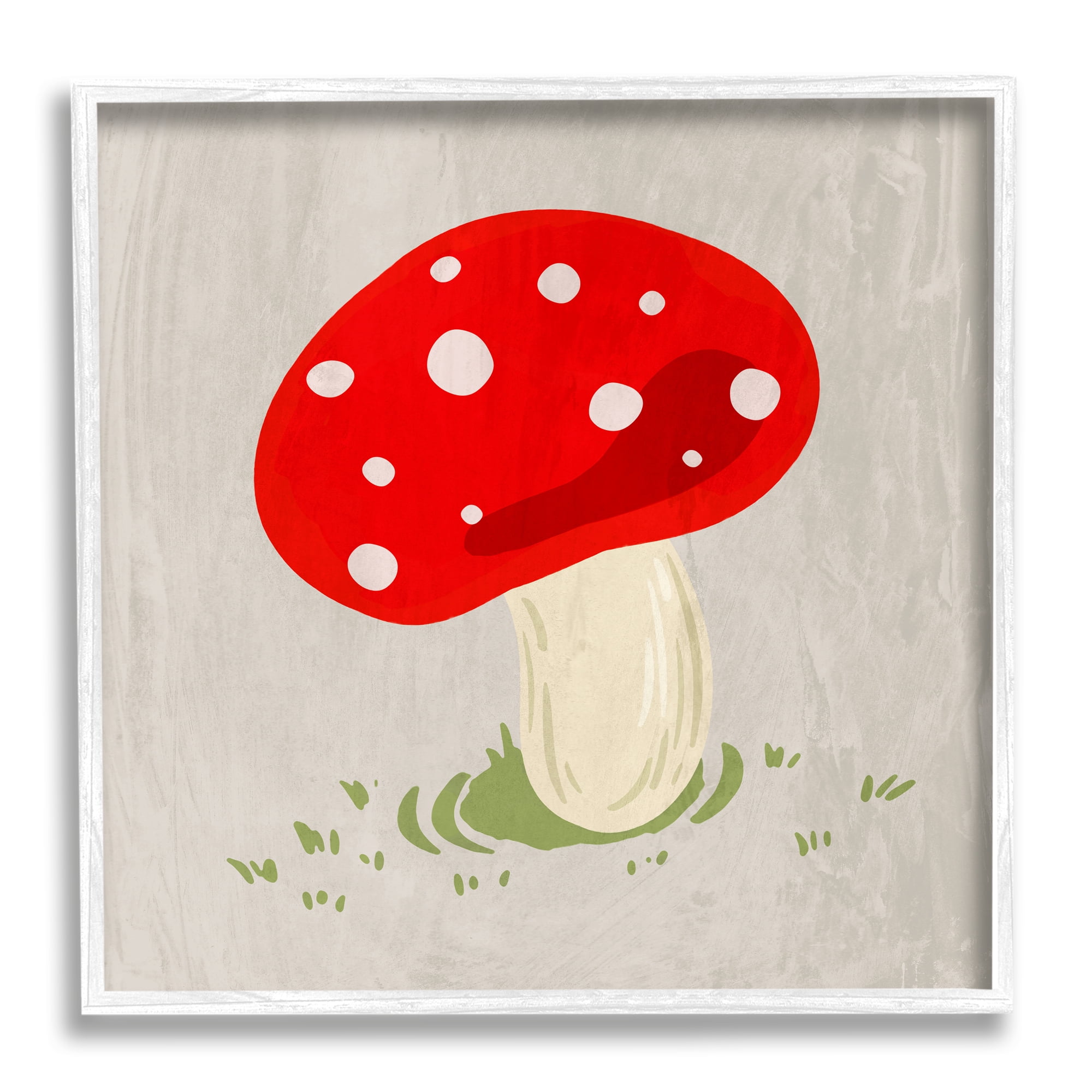Stupell Industries Red Spotted Mushroom Botanical & Floral Painting White Framed Art Print Wall Art, 17 x 17