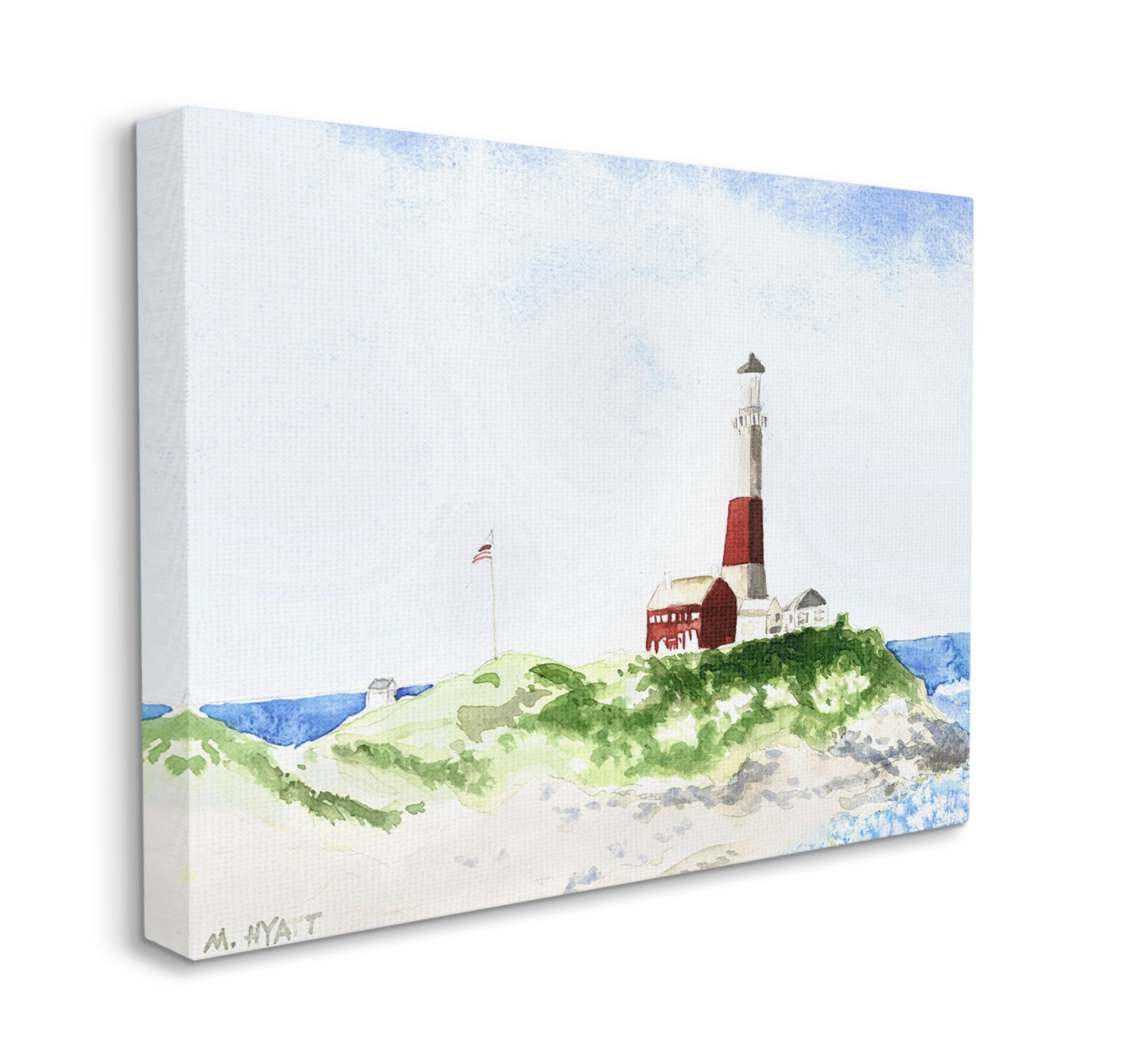 Stupell Industries Red Striped Lighthouse on Coastal Cliff Canvas Wall Art, 36 x 48, Design by Melissa Hyatt LLC