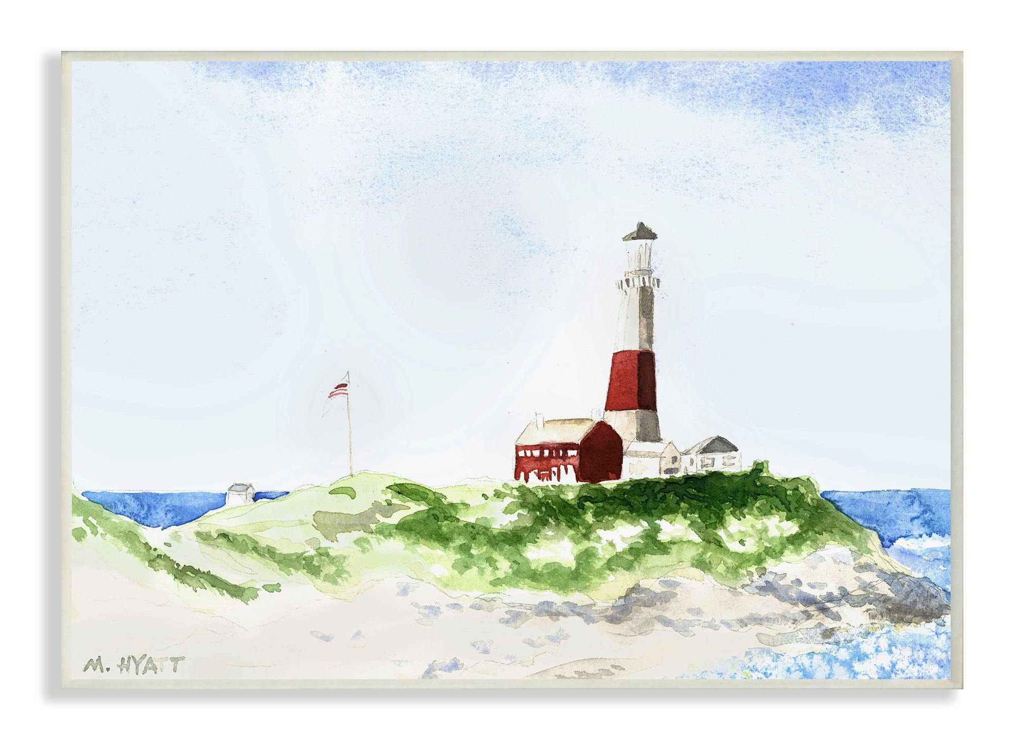 Stupell Industries Red Striped Lighthouse on Coastal Cliff Wall Plaque, 10 x 15, Design by Melissa Hyatt LLC