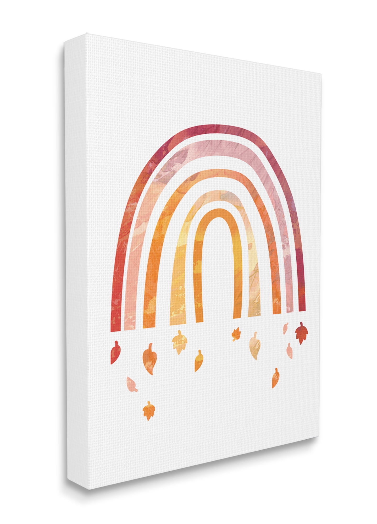 Stupell Industries Red Tone Rainbow with Autumn Leaves Falling Canvas Wall Art, 30 x 40, Design by Daphne Polselli