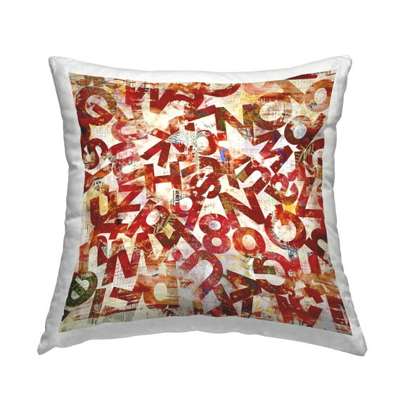 Stupell Industries Red Typography Collage Decorative Printed Throw Pillow Design by Laura Gibson .