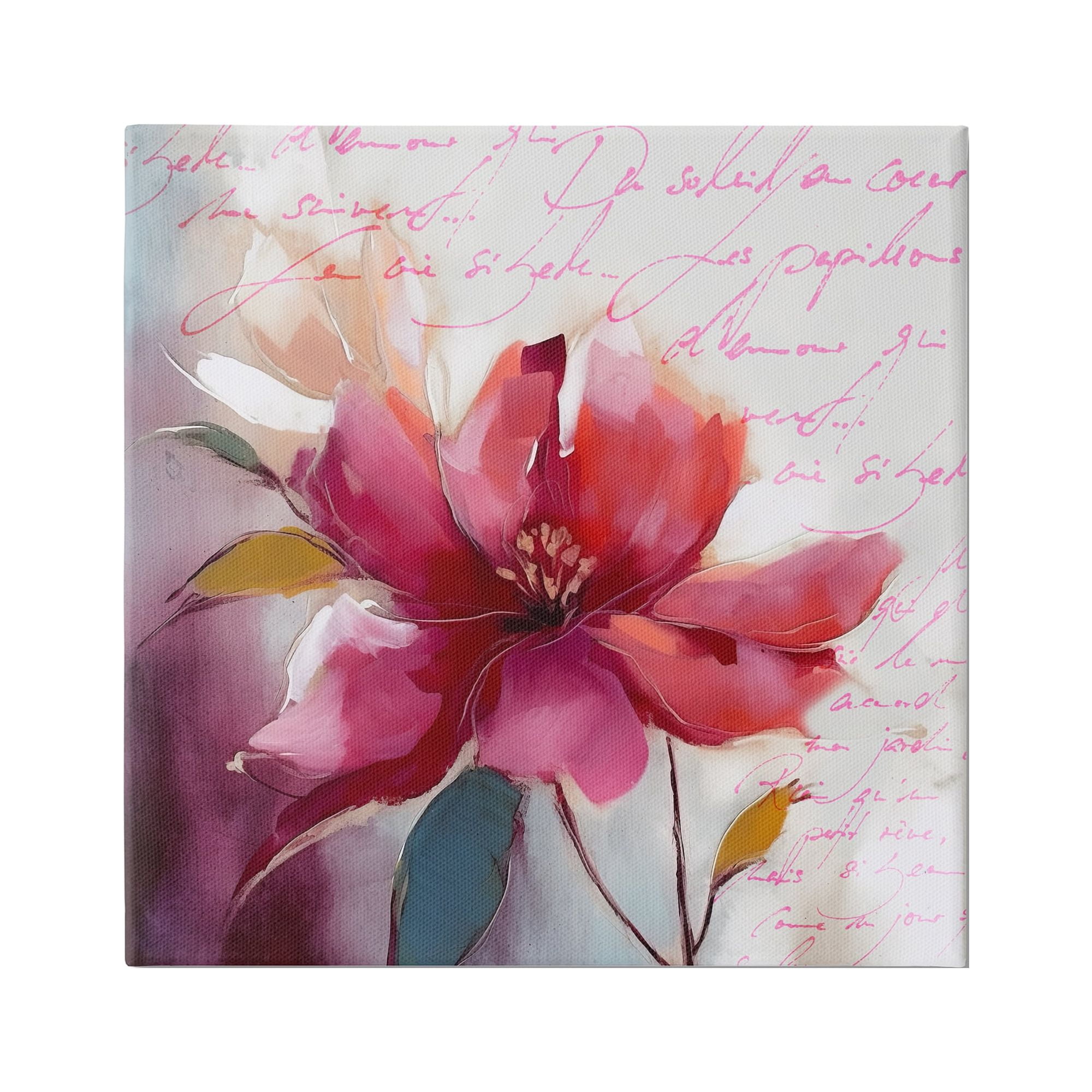 Stupell Industries Red Vintage Bloom Botanical & Floral Painting Gallery Wrapped Canvas Art Print Wall Art, 36 x 36