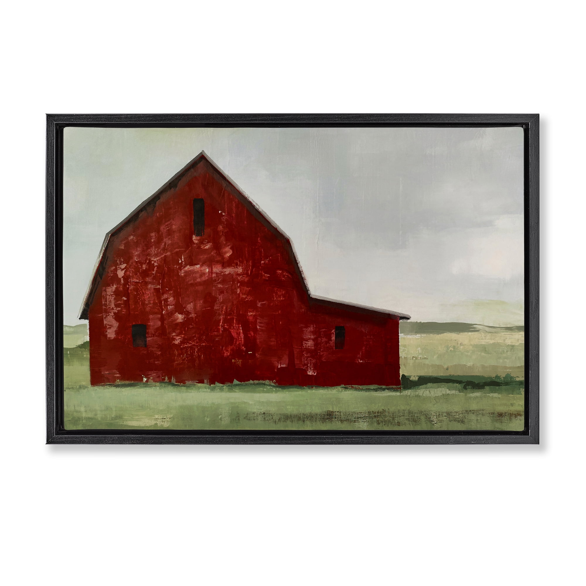Stupell Industries Red Weathered & Wise Barn Black Framed Floater Canvas Wall Art, design by Max Maxx