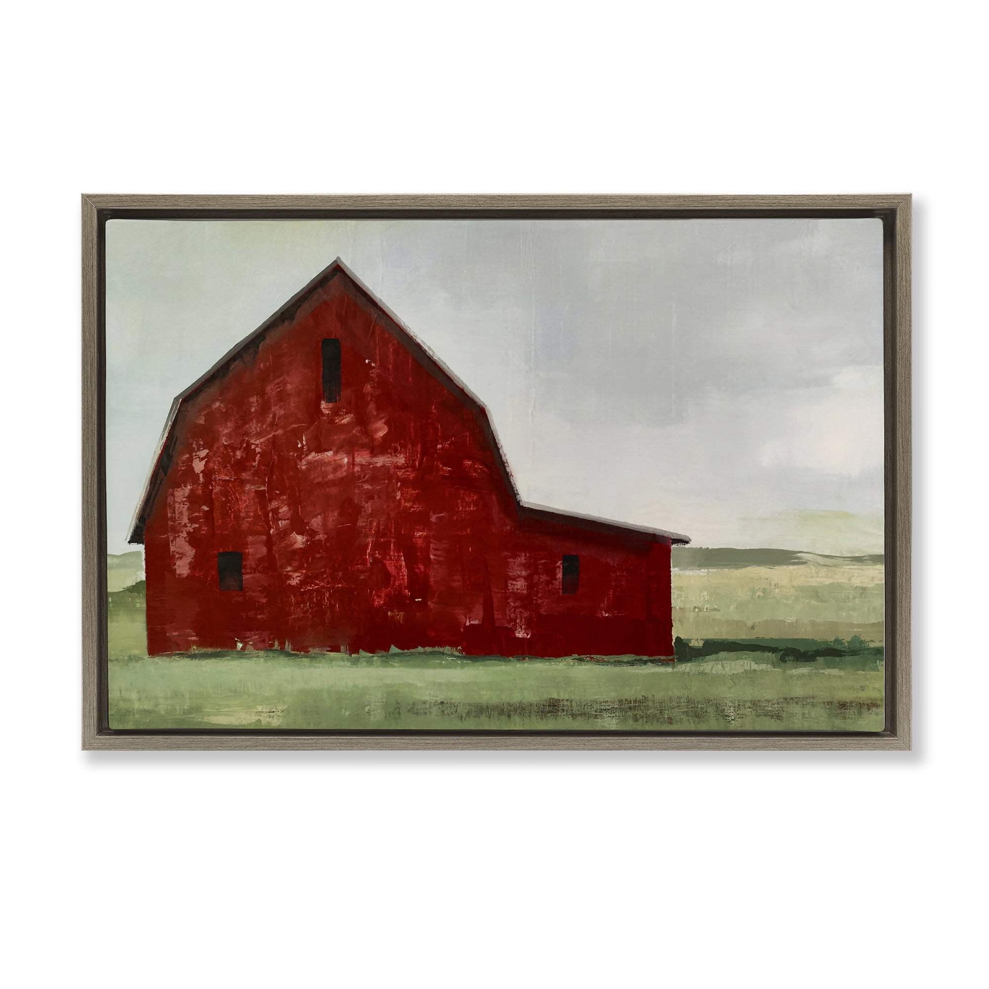 Stupell Industries Red Weathered & Wise Barn Brown Framed Floater Canvas Wall Art, design by Max Maxx